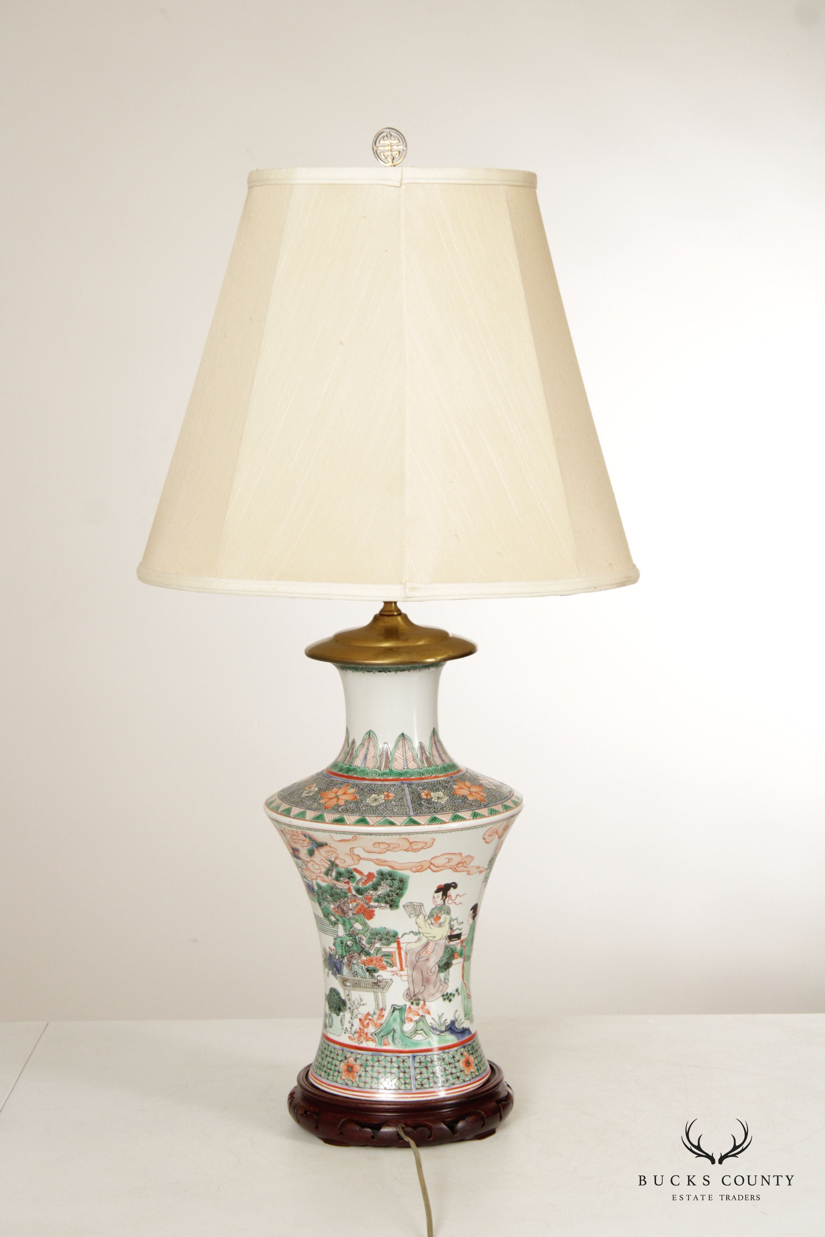 Chinese Enameled Porcelain Vasiform Table Lamp