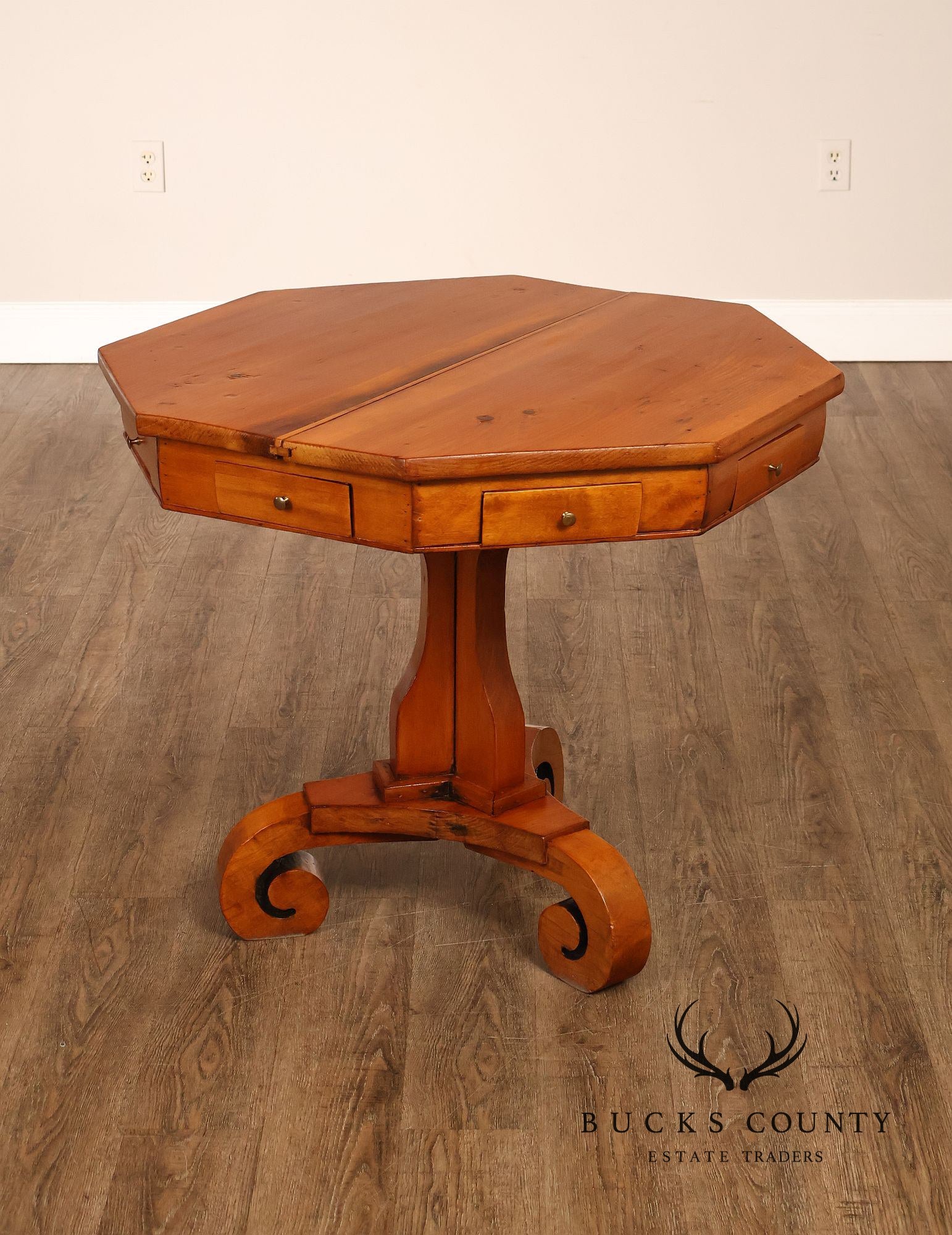 Antique Continental Pine Octagonal Rent Table
