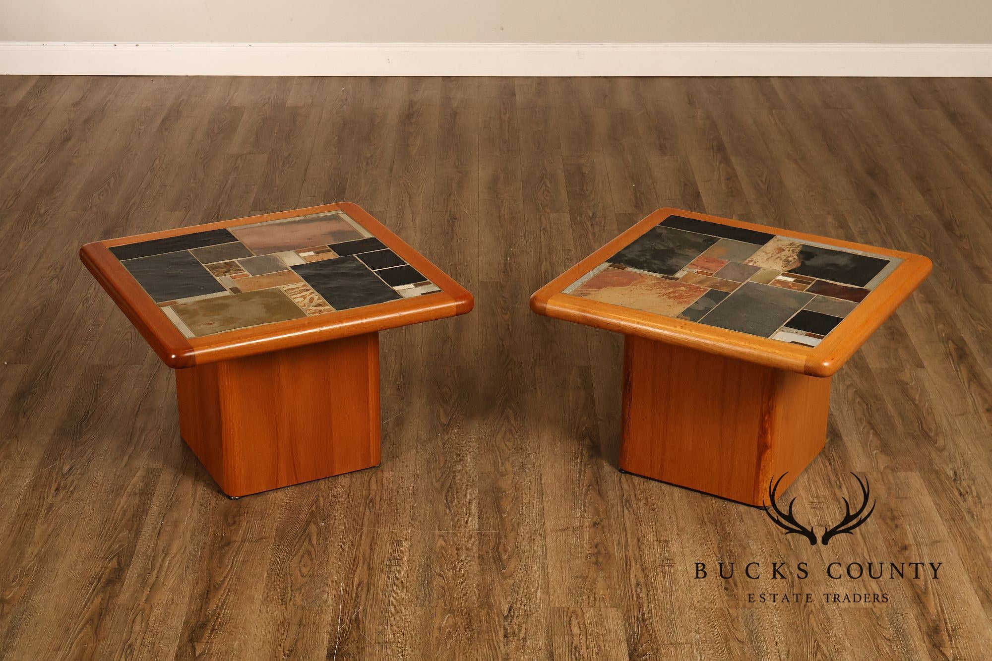 Sallingboe Jelling Pair Of Danish Modern Teak Tile Top End Tables