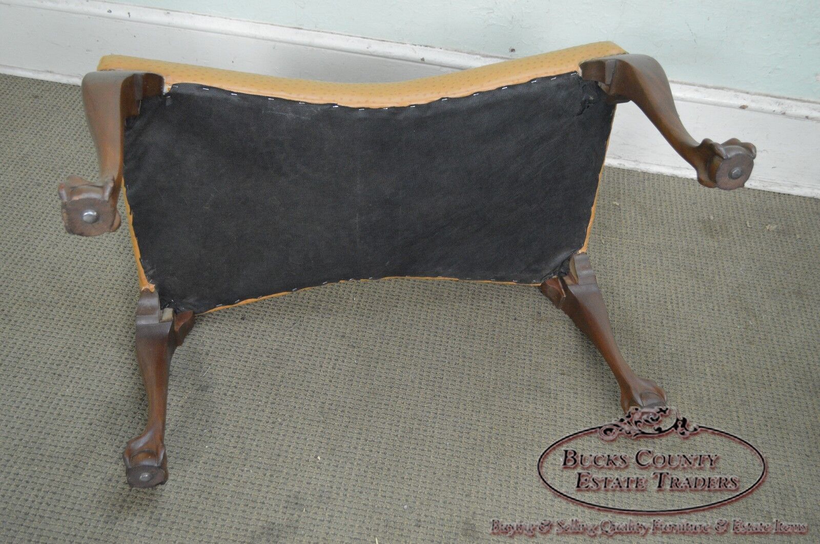 Custom Walnut Chippendale Style Ball & Claw Foot Bench