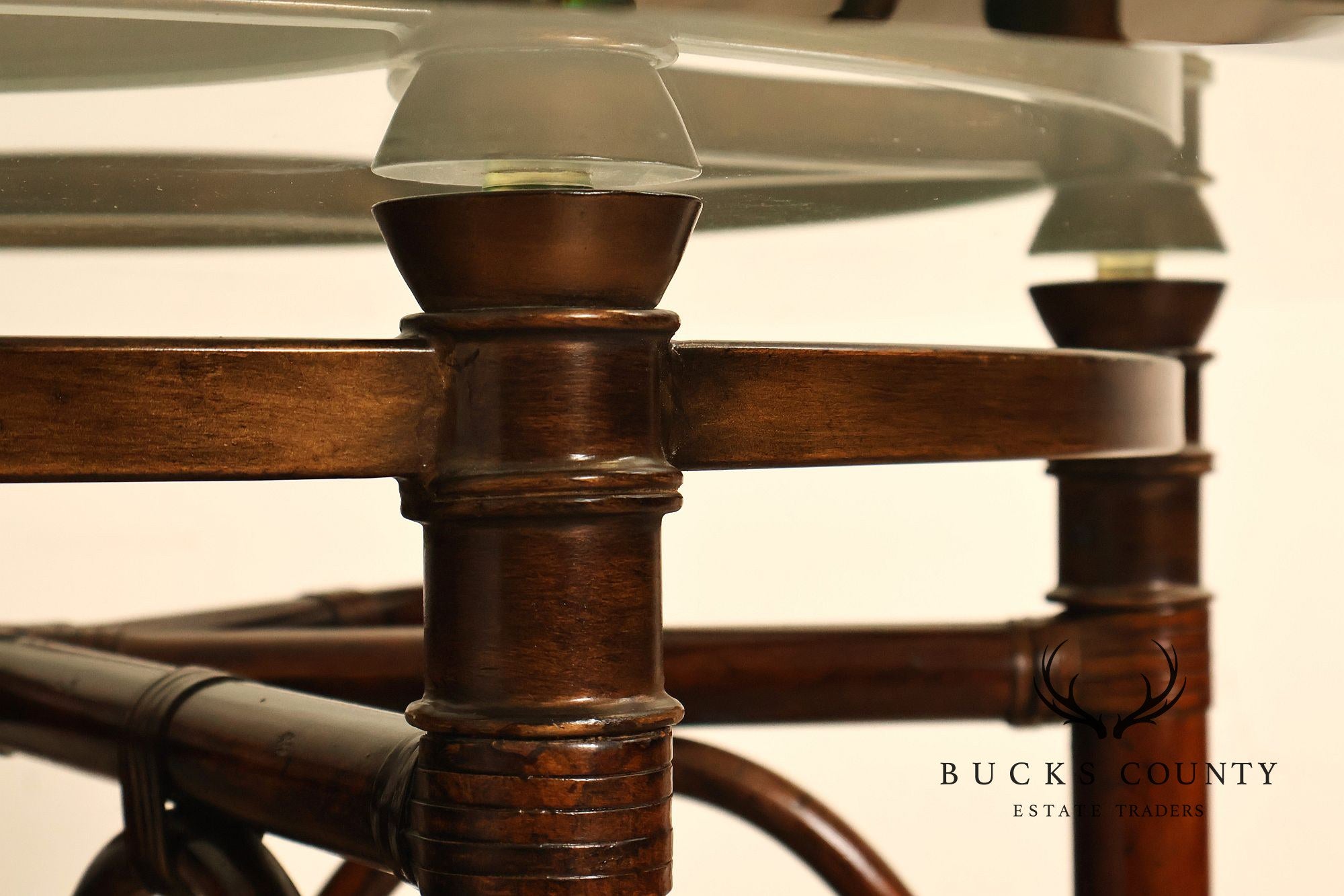 Faux Bamboo Base 48" Round Glass Top Dining Table