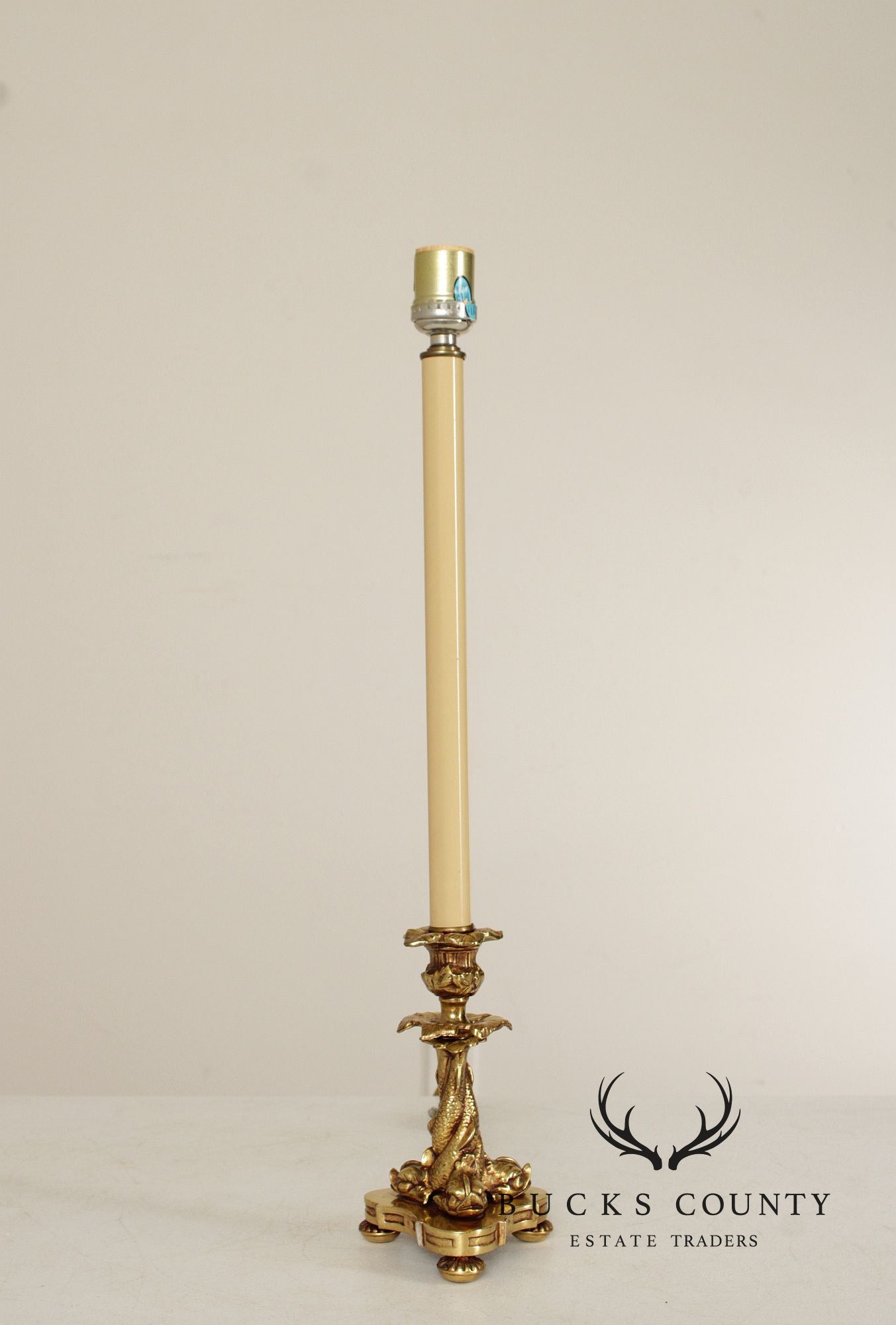 Rococo Style Pair of Brass Candlestick Table Lamps