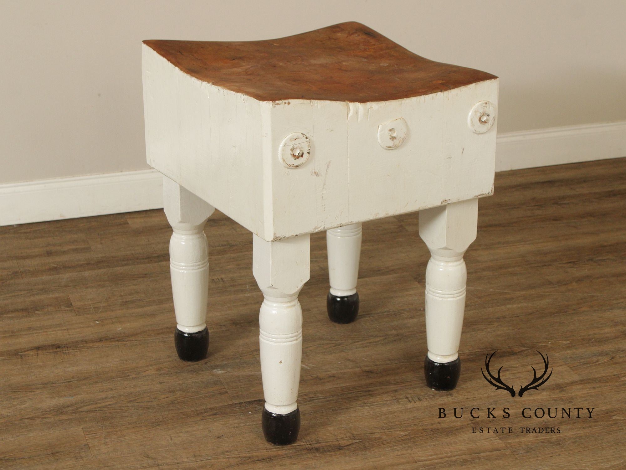 Vintage Painted Butcher Block Table