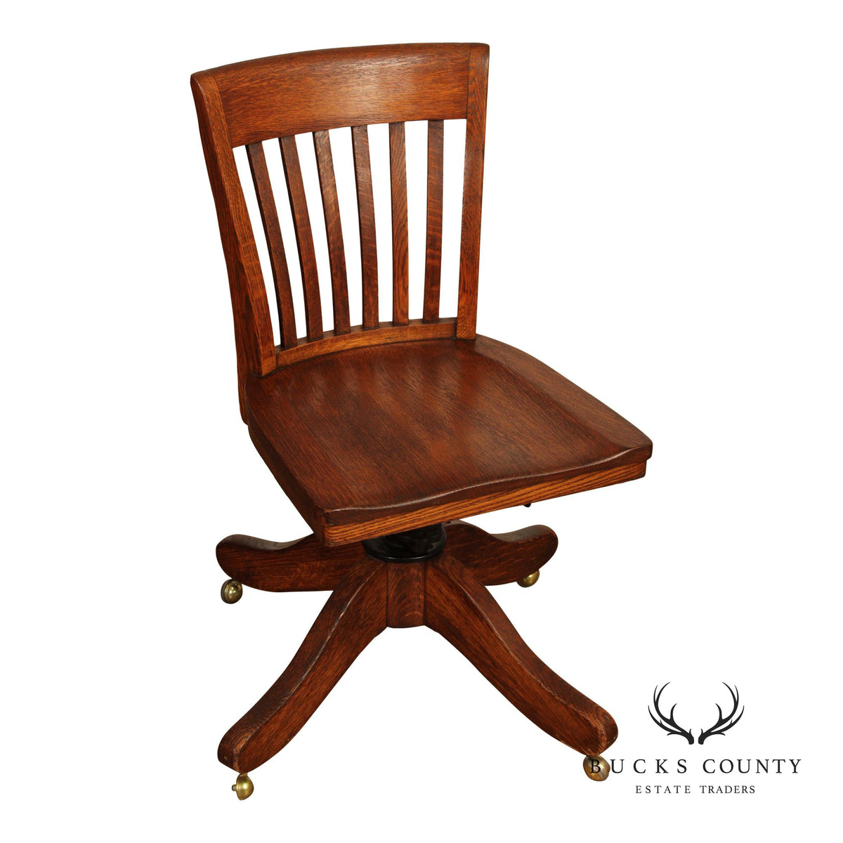American Style Oak Swivel Banker Office Desk Chair