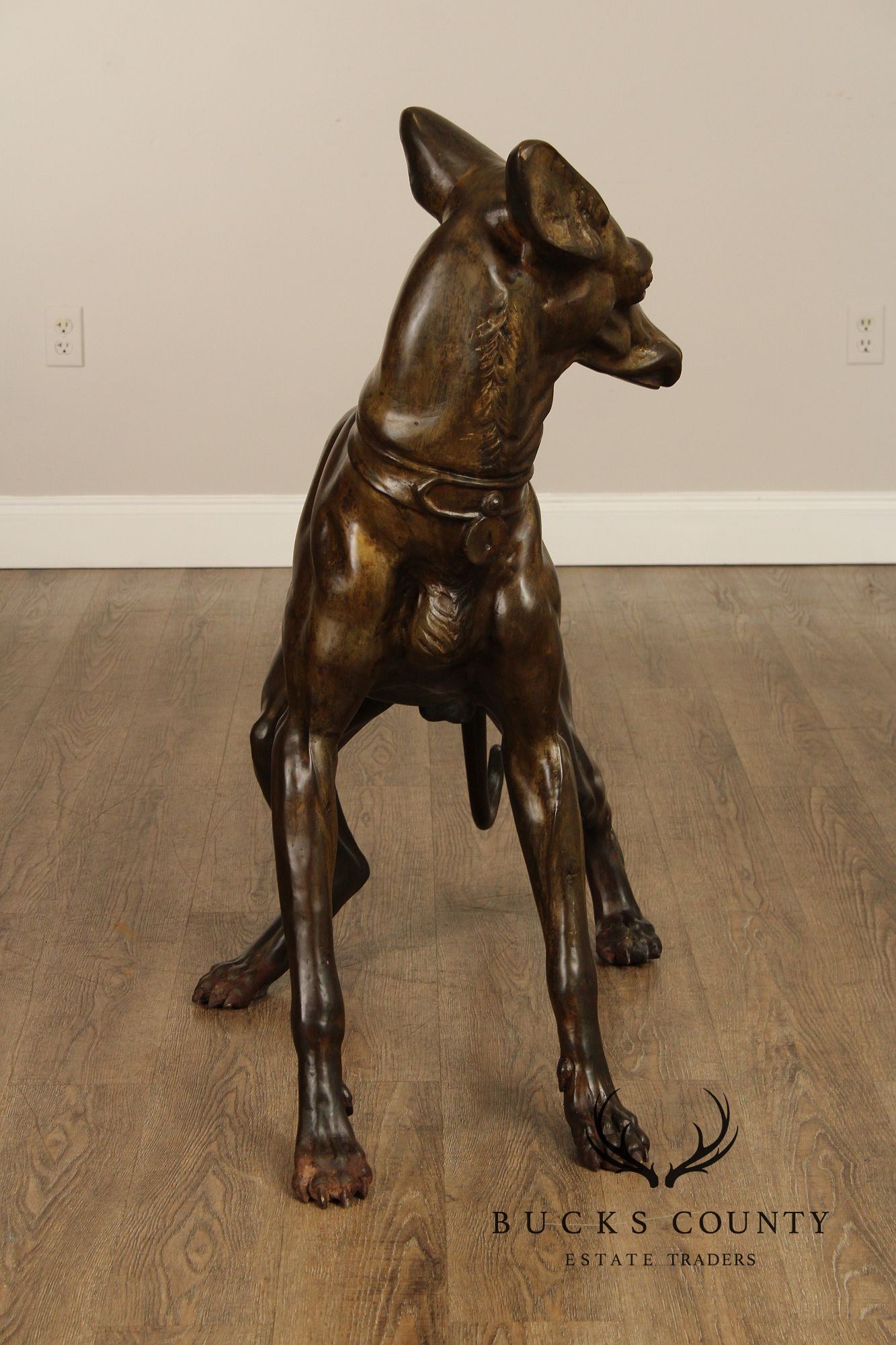 Large Pair Of Outdoor Bronze Whippets