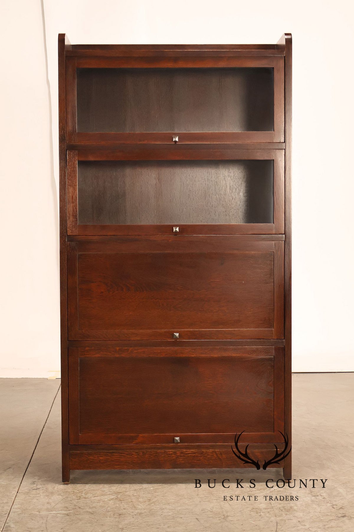 Stickley Mission Collection Oak Four-Section Barrister Bookcase