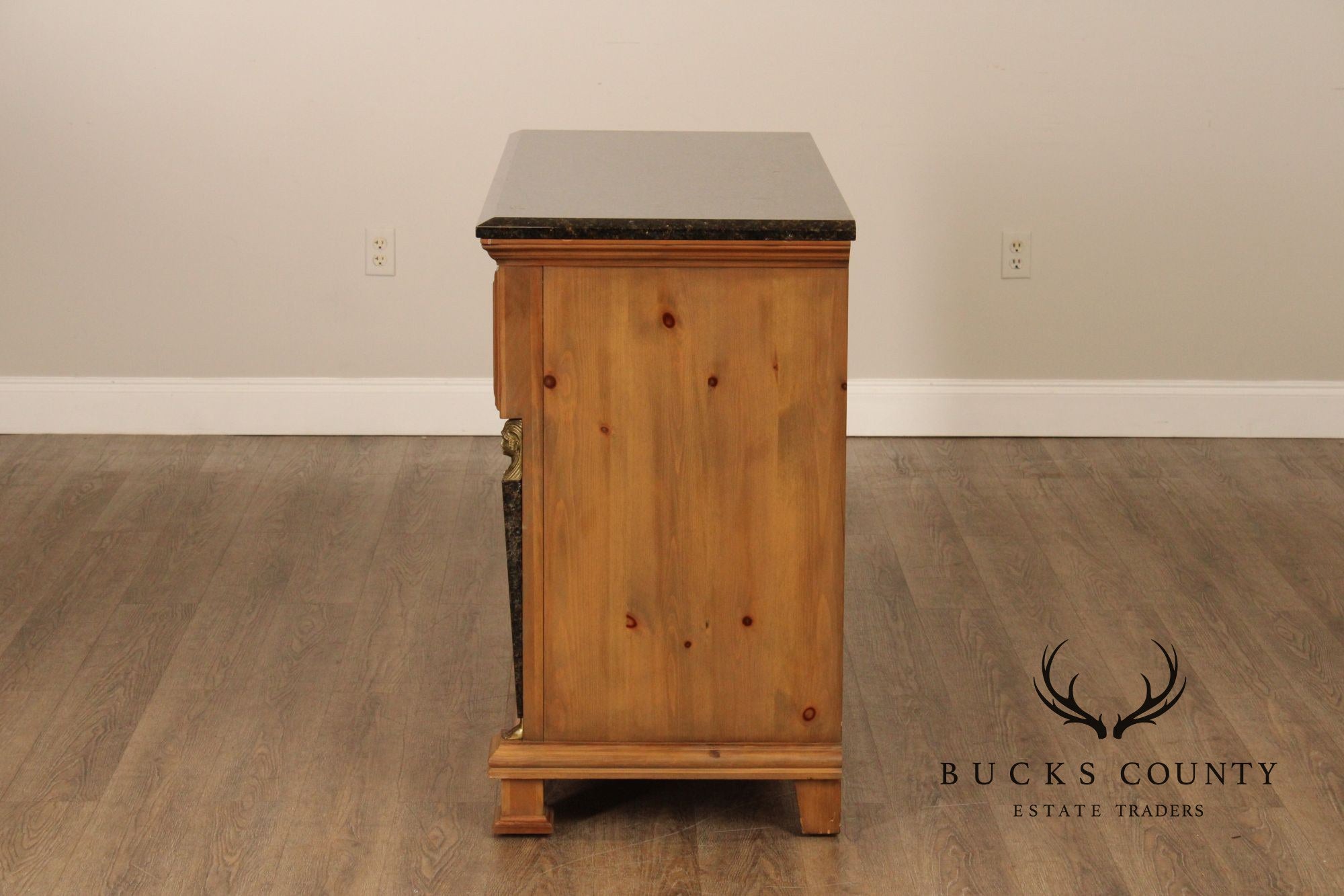 EJ Victor Egyptian Revival Marble-Top Pine Commode
