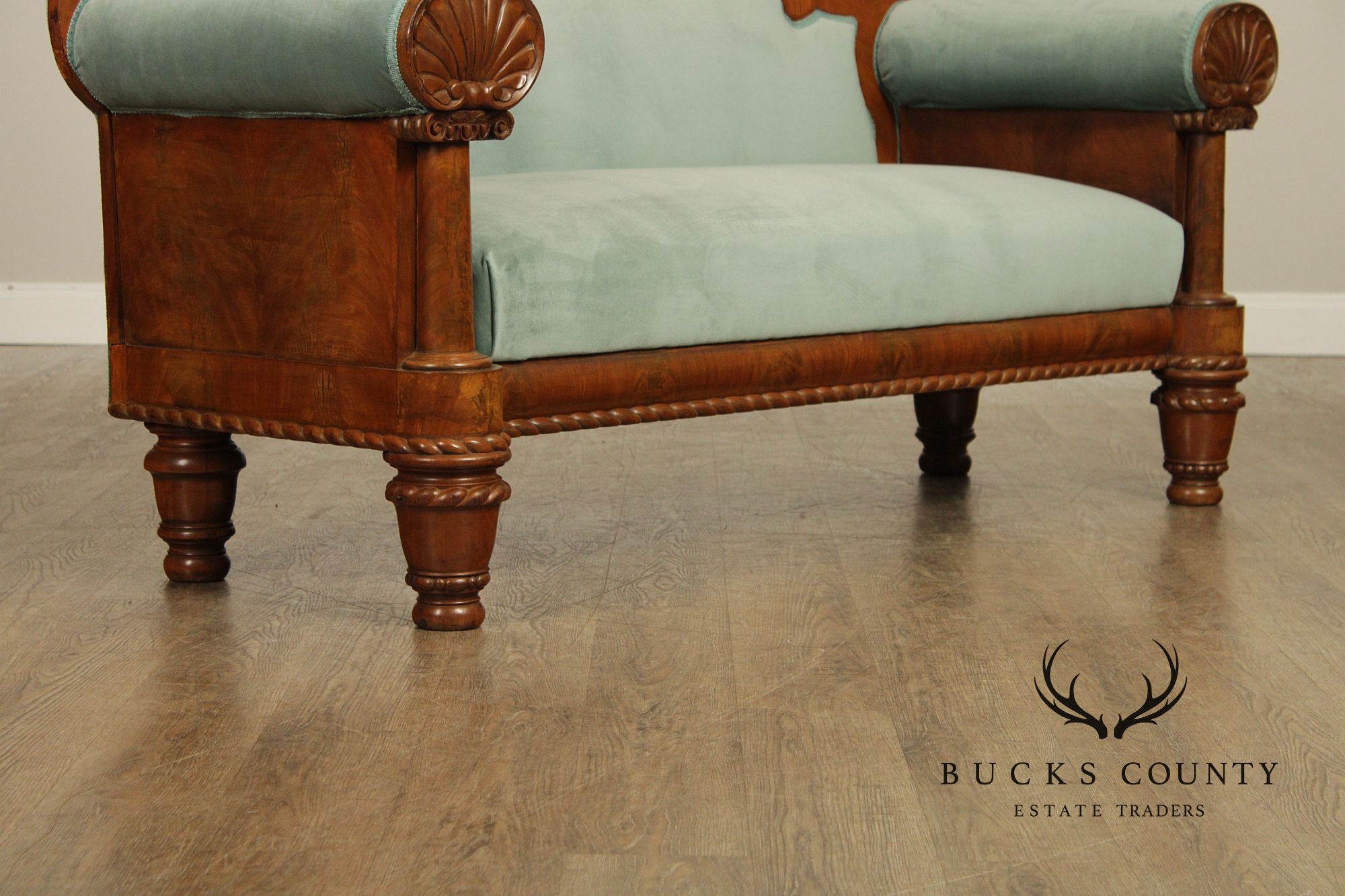 Antique American Empire Carved Mahogany Sofa