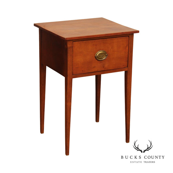 Antique Hepplewhite Style Cherry One-Drawer Nightstand Work Table