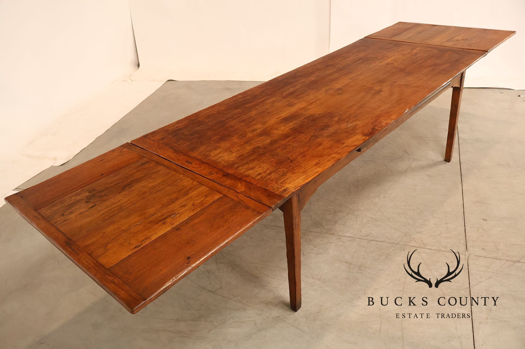 Antique Farmhouse Walnut Draw-Leaf Dining Table