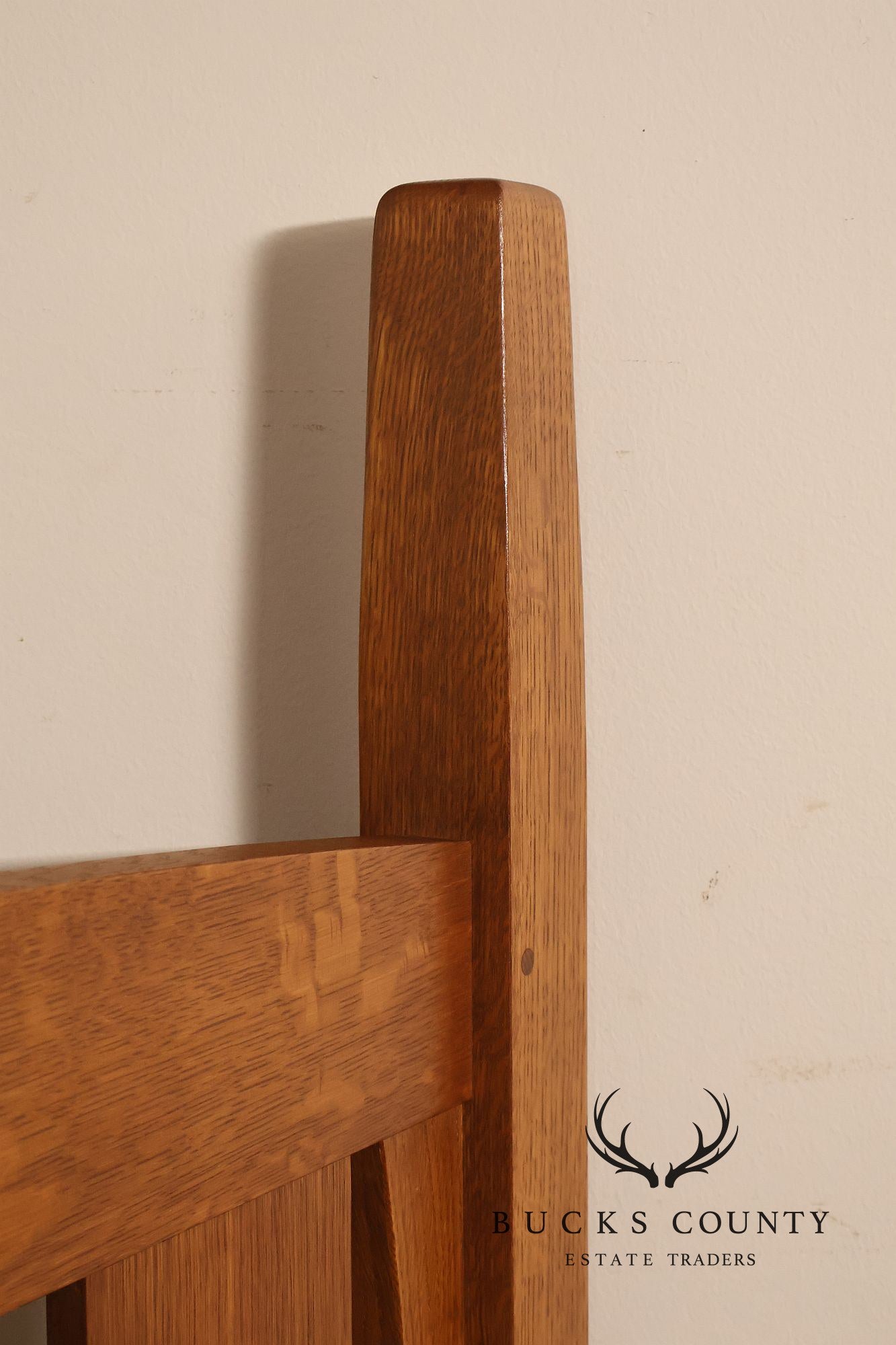 Stickley Mission Collection Harvey Ellis Inlaid Oak Queen Bed