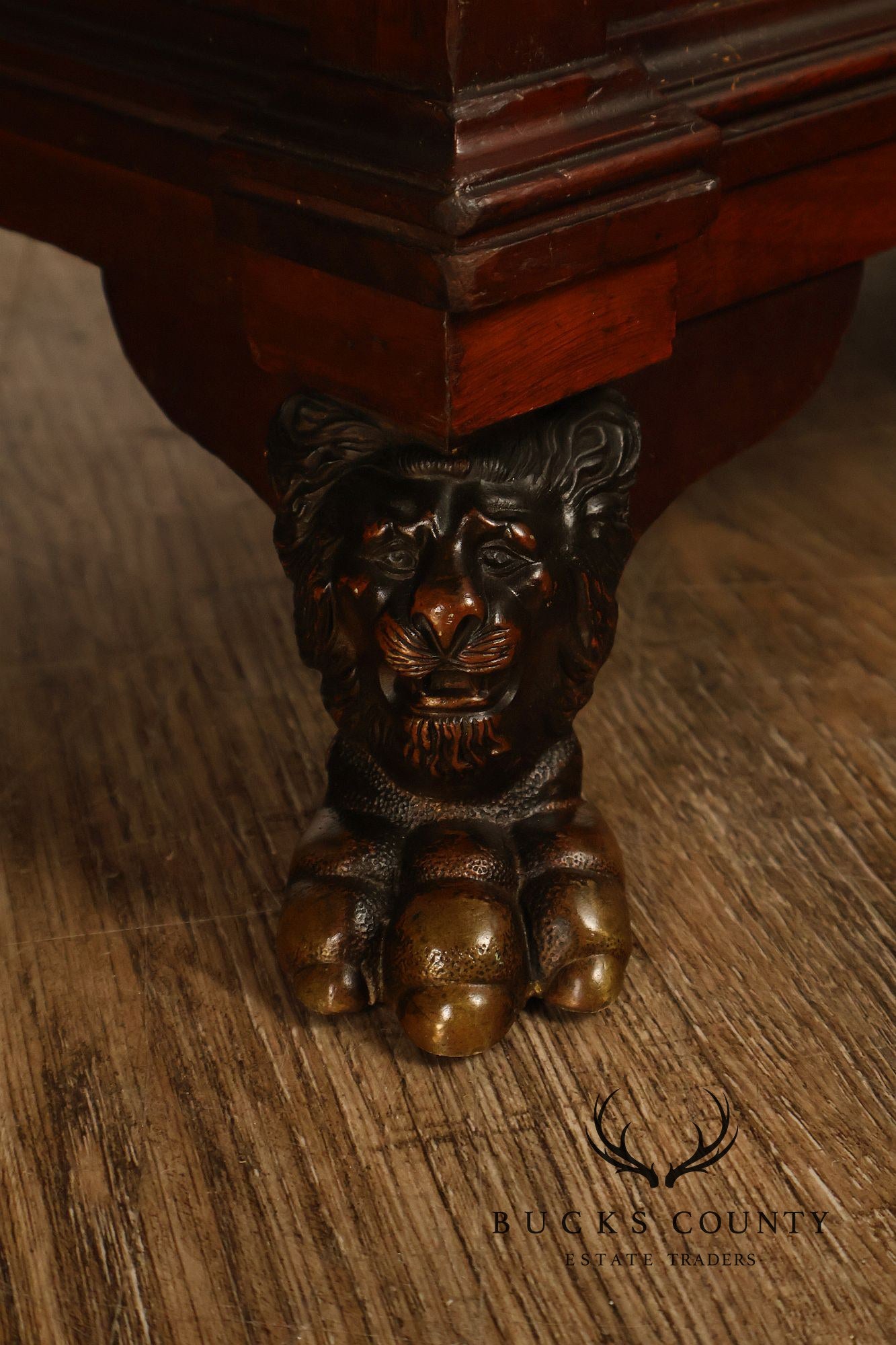 Antique Victorian Mahogany Chest Of Drawers With Brass Lion Paw Feet