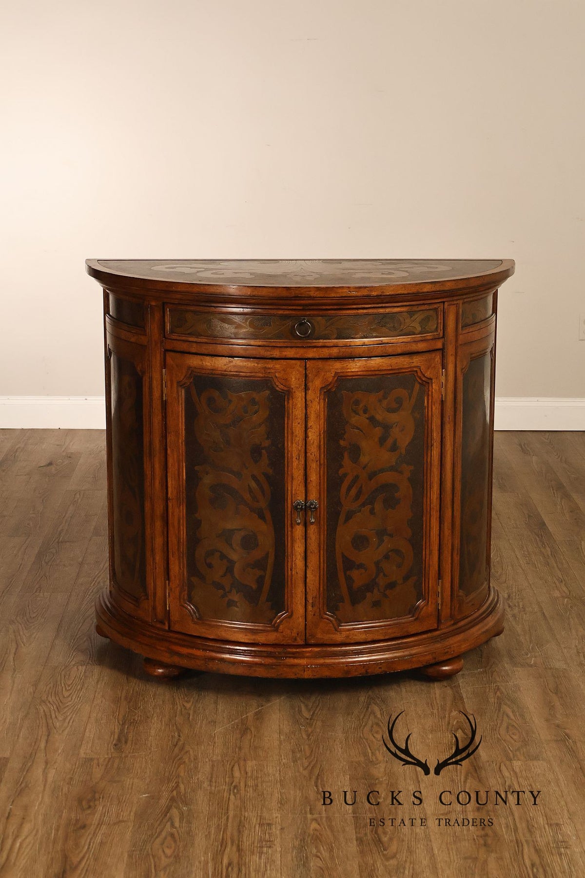 Italian Style Demilune Hand Painted Two-Door Cabinet