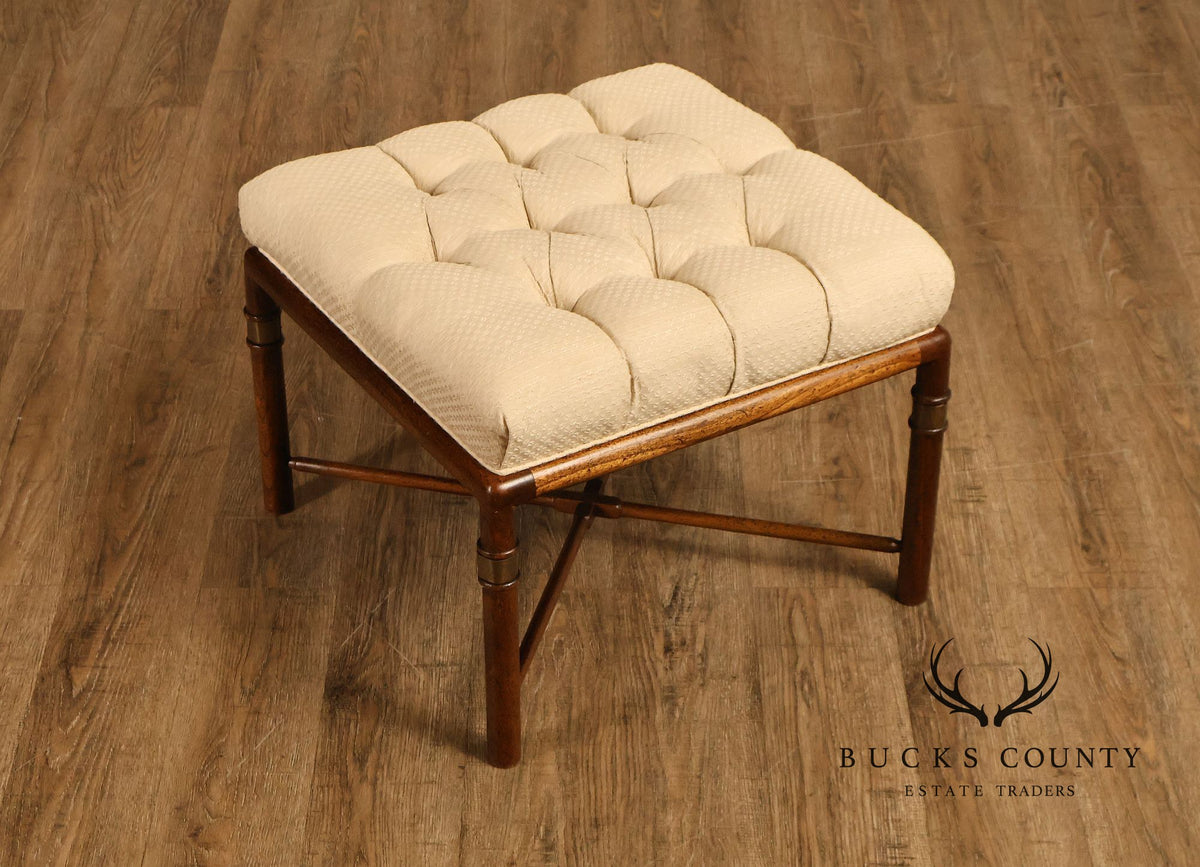 Mid Century Modern Pair of Upholstered Walnut Benches