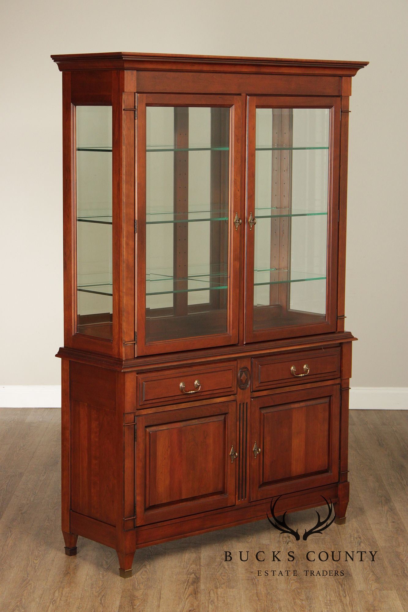 Harden Solid Cherry Lighted Display China Cabinet