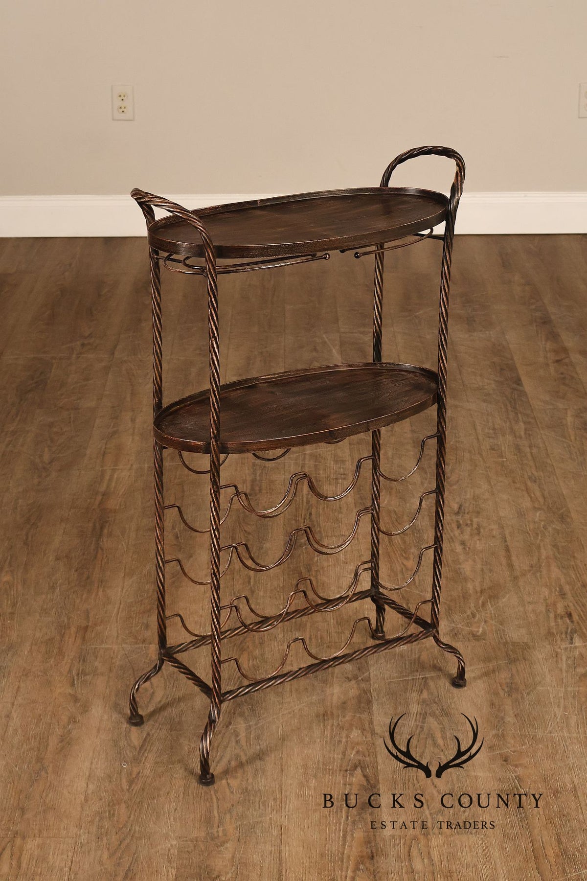 Twisted Metal Two-Tier Wine Rack Serving Stand