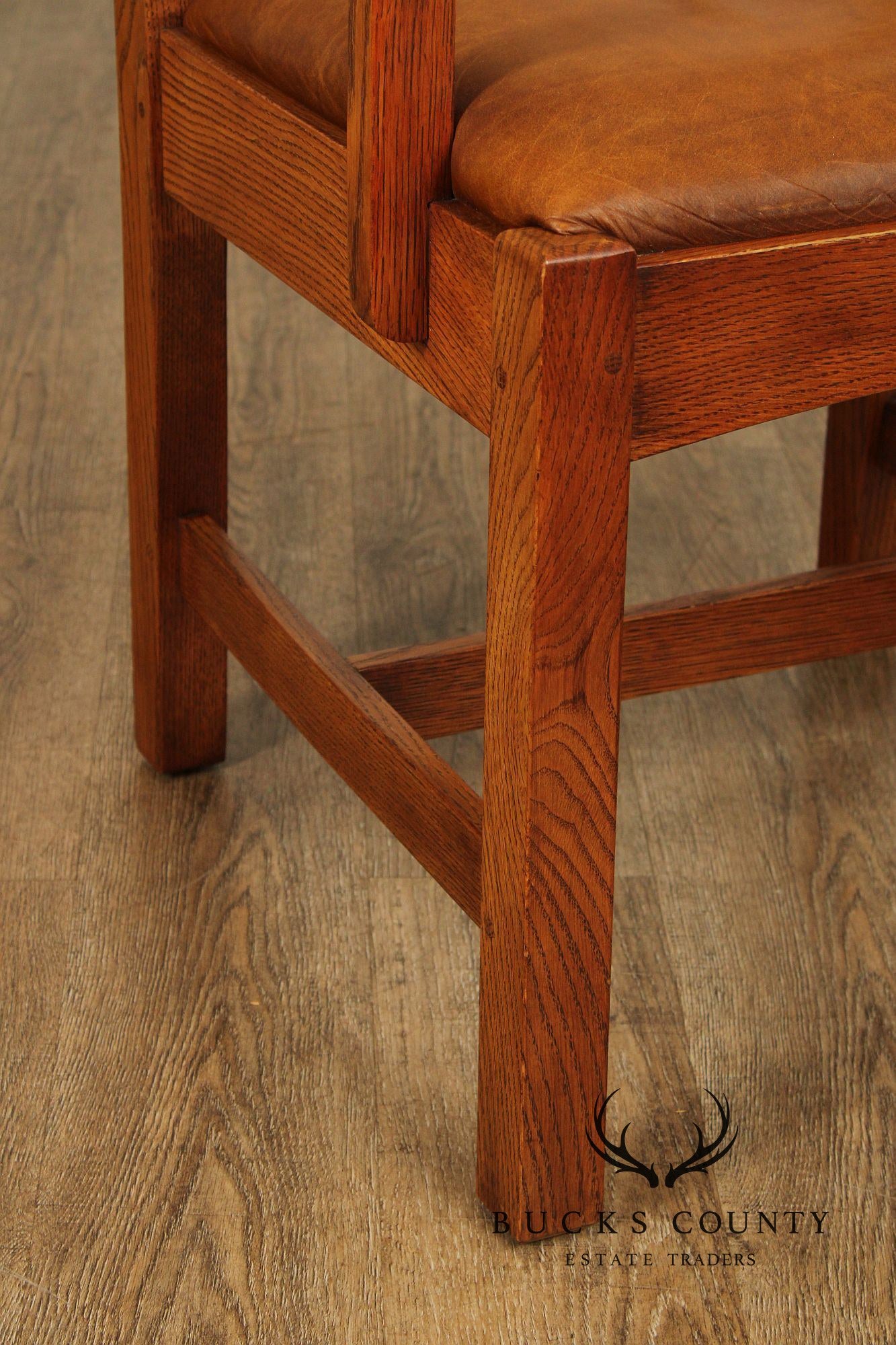 Stickley Mission Collection Cottage Oak and Leather Dining Chair