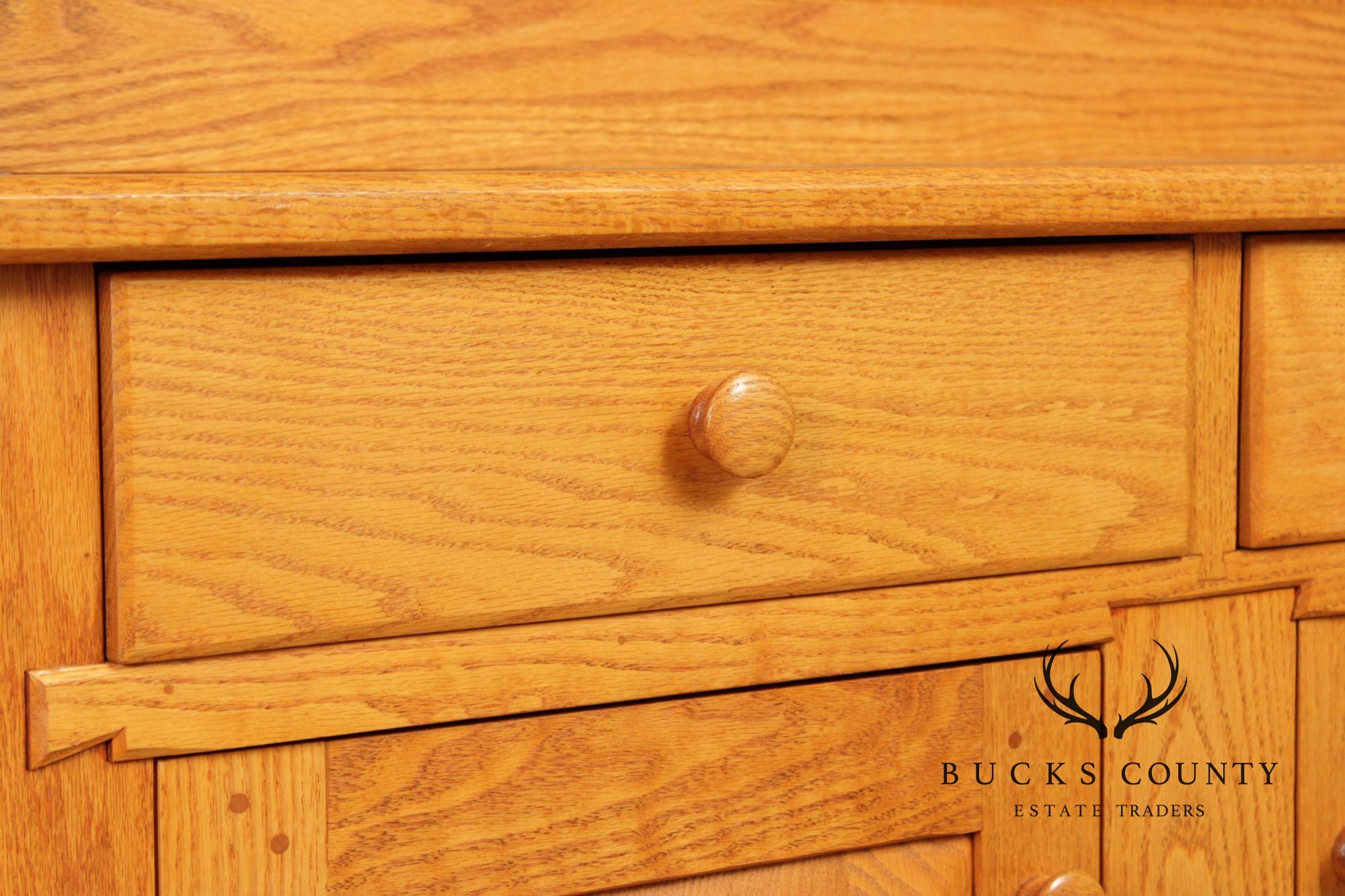 Hunt Country Furniture Oak Step Back Hutch China Cabinet