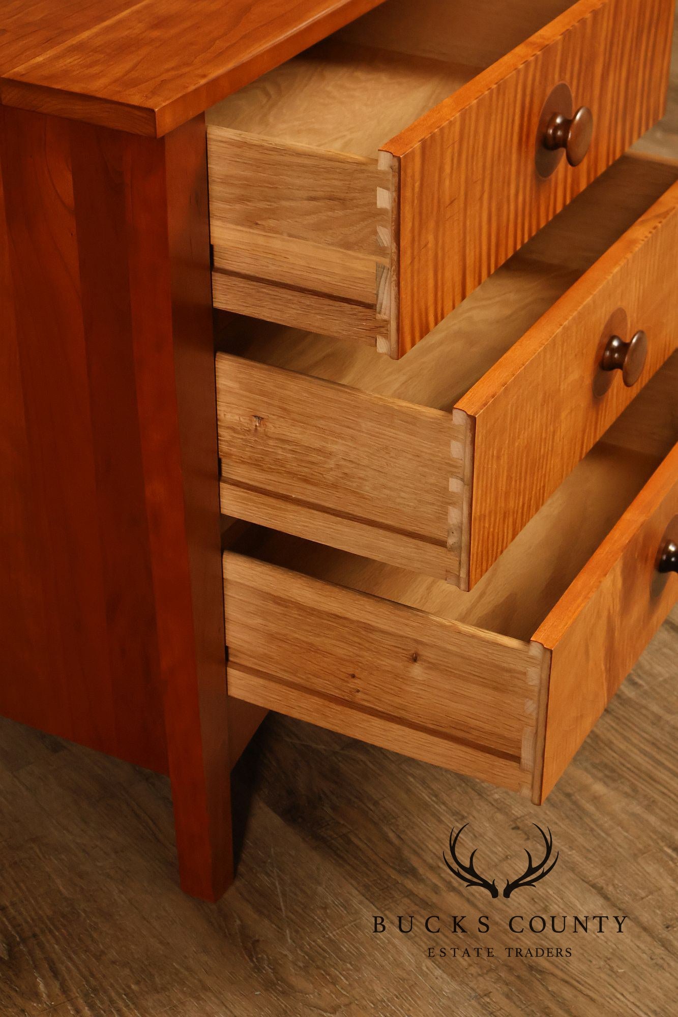 Stickley Mission Collection Harvey Ellis Cherry Three Drawer Nightstands