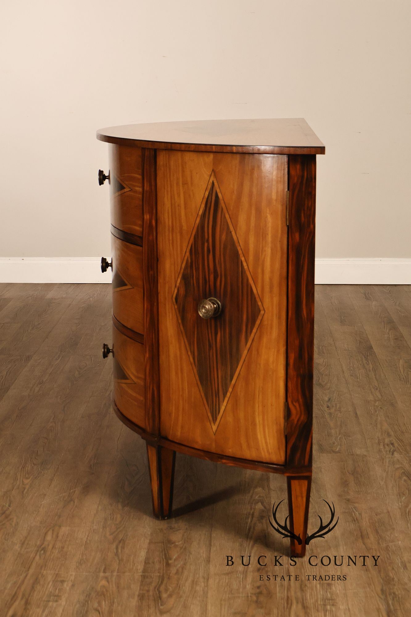 John-Richard Ebony Inlaid Satinwood Demilune Chest