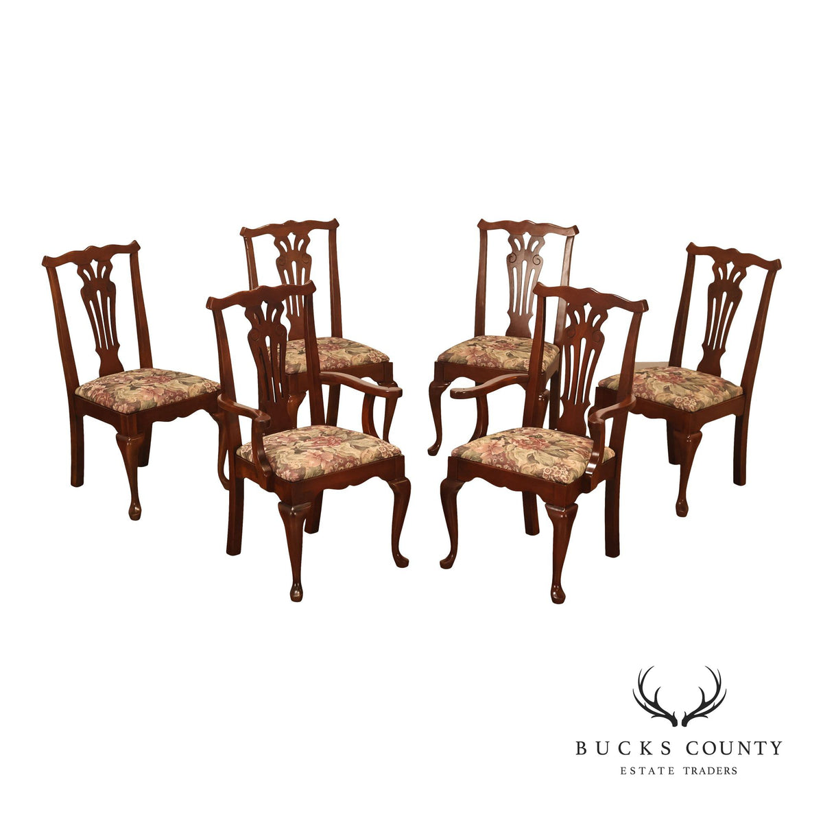 Pennsylvania House Chippendale Style Set of Six Cherry Dining Chairs