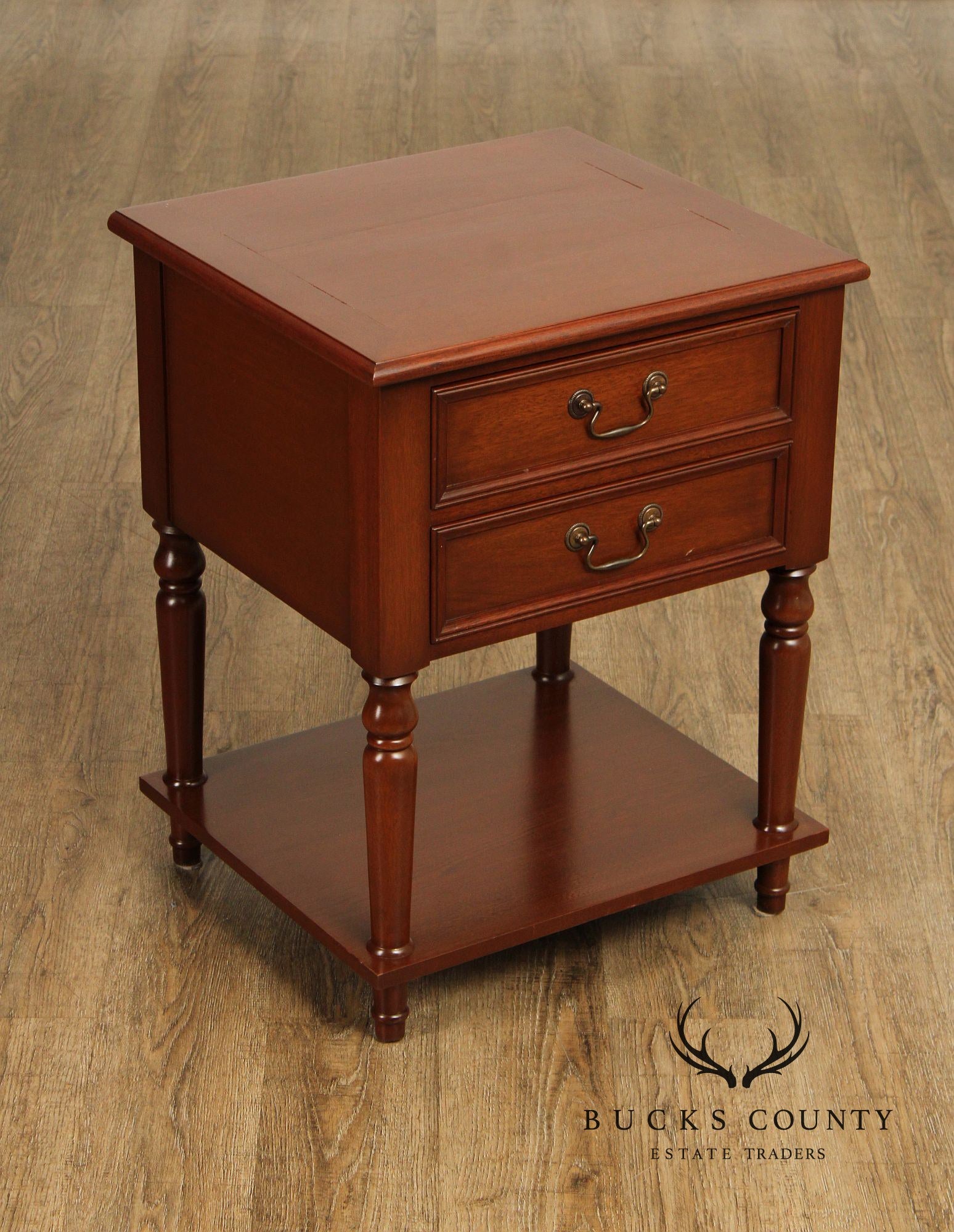 Traditional Style Two Drawer Mahogany Nightstand