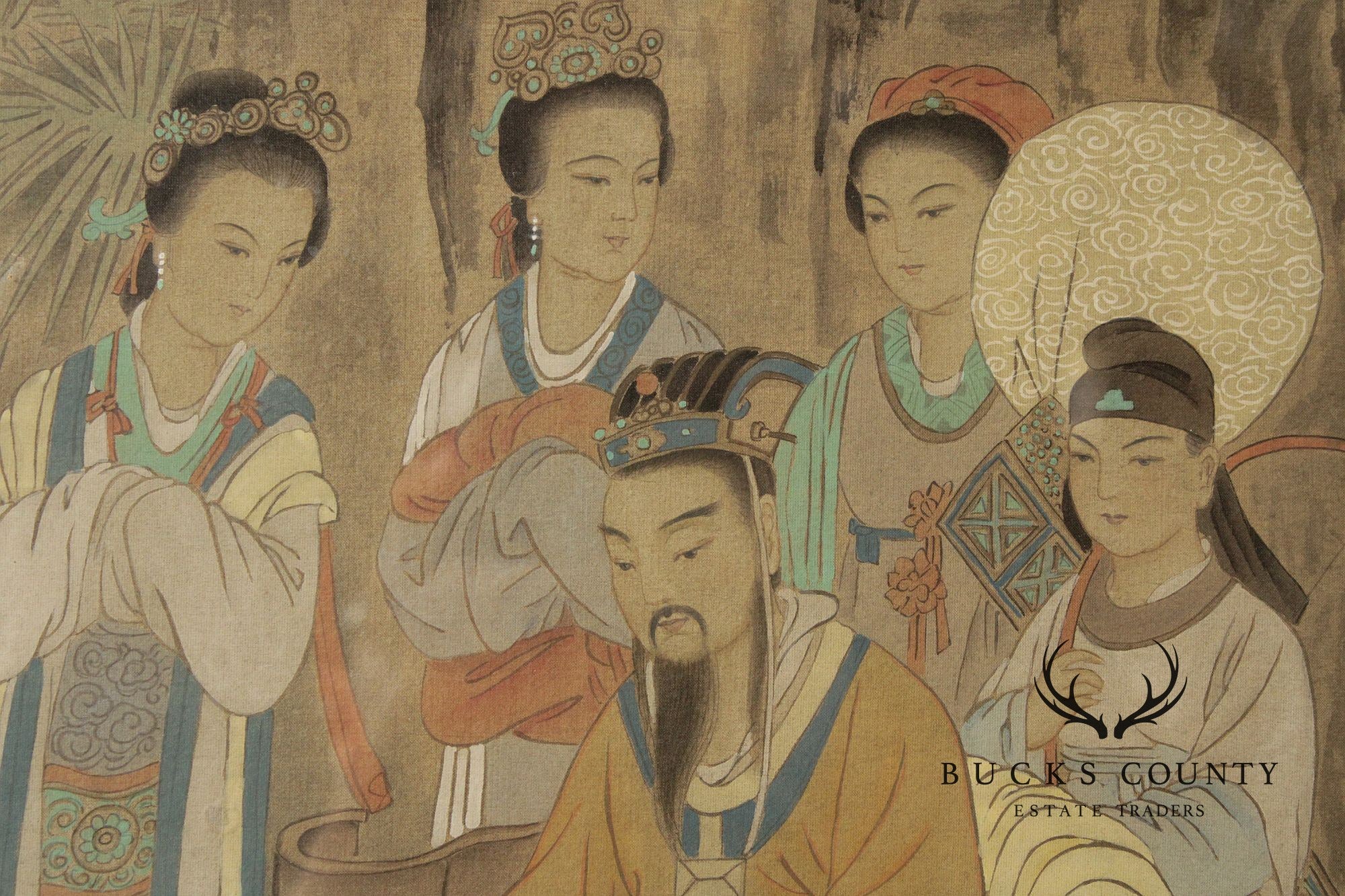 Framed Asian Figural Print After “Refusing The Seat”