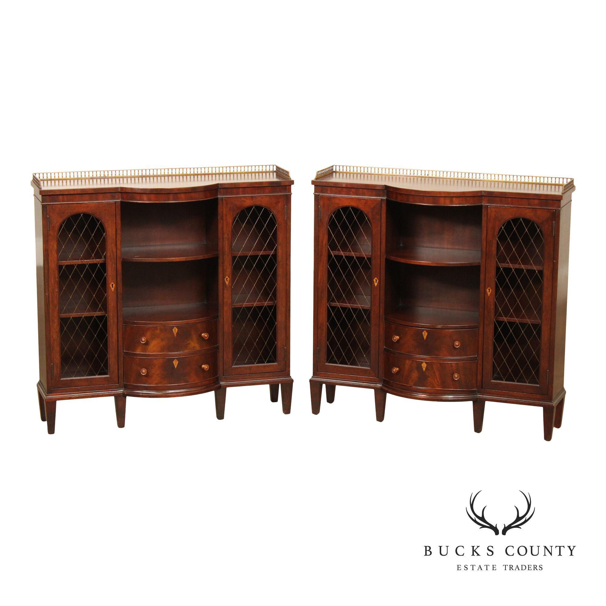 1930'S FEDERAL STYLE MAHOGANY PAIR OF  LOW BOOKCASES