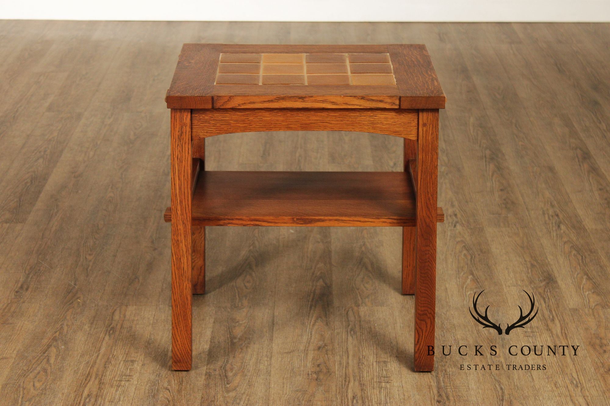 Stickley Mission Collection Pair Of Oak Tile Top End Tables
