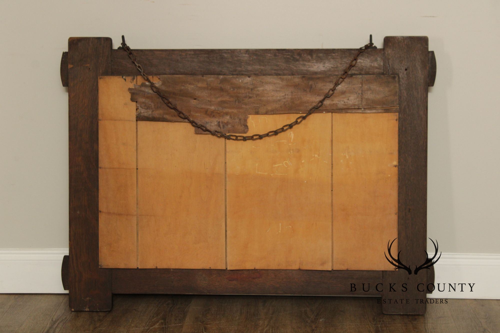 Stickley Brothers Antique Mission Oak Wall Mirror With Hooks No. 7577