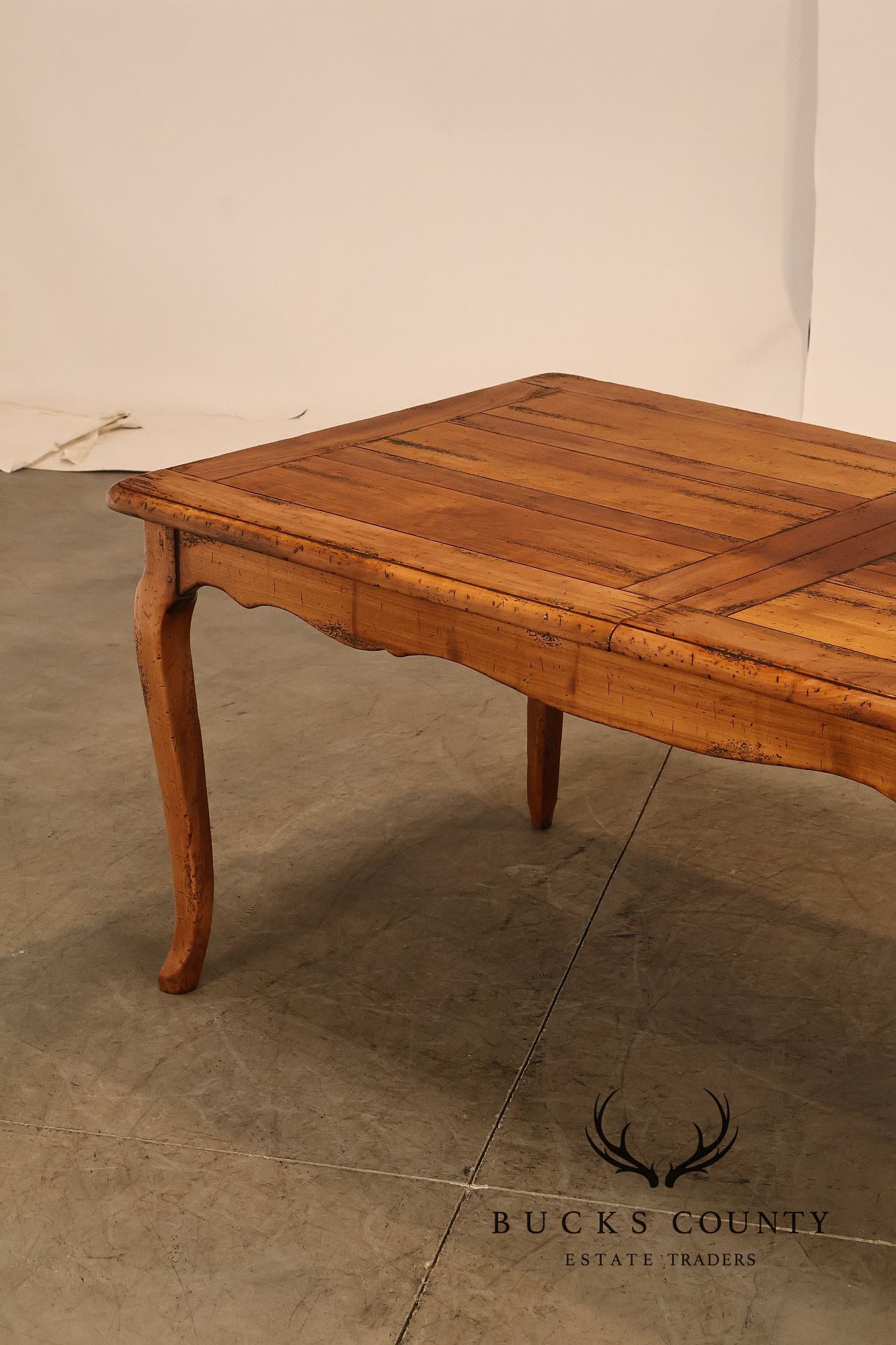 French Provincial Style Distressed Wood Extendable Dining Table