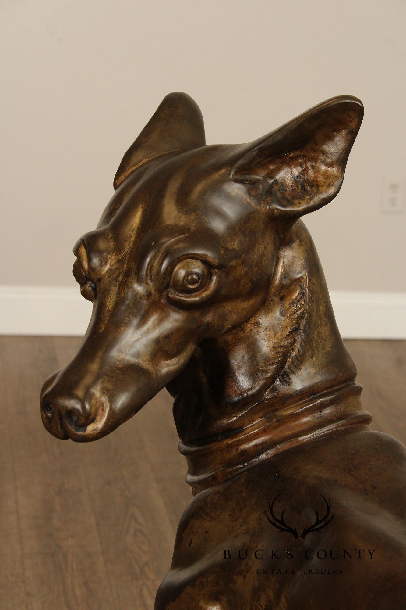 Large Pair Of Outdoor Bronze Whippets