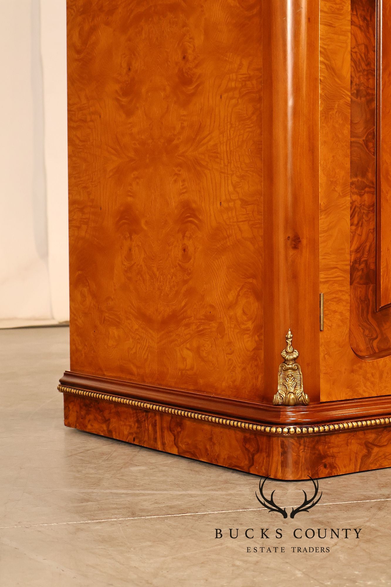 French Louis XV Style Burl Walnut Linen Closet Armoire