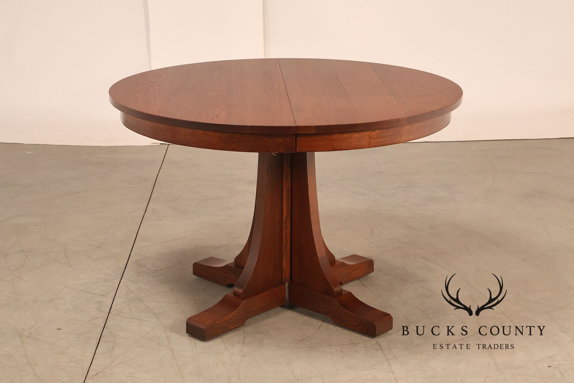 Stickley Mission Collection 46" Round Oak Pedestal Dining Table