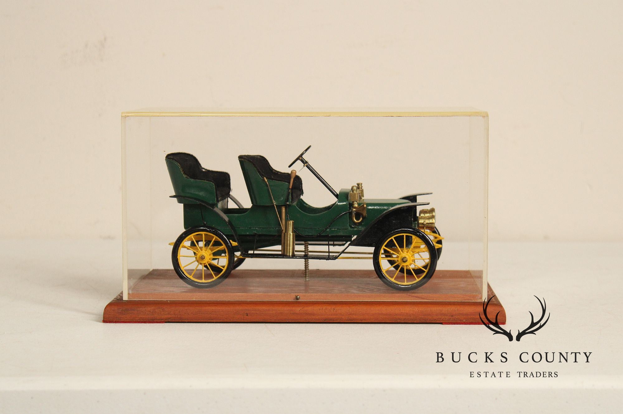 Philip Jacoby Carved Wood Stanley Steamer Automobile in Display Case