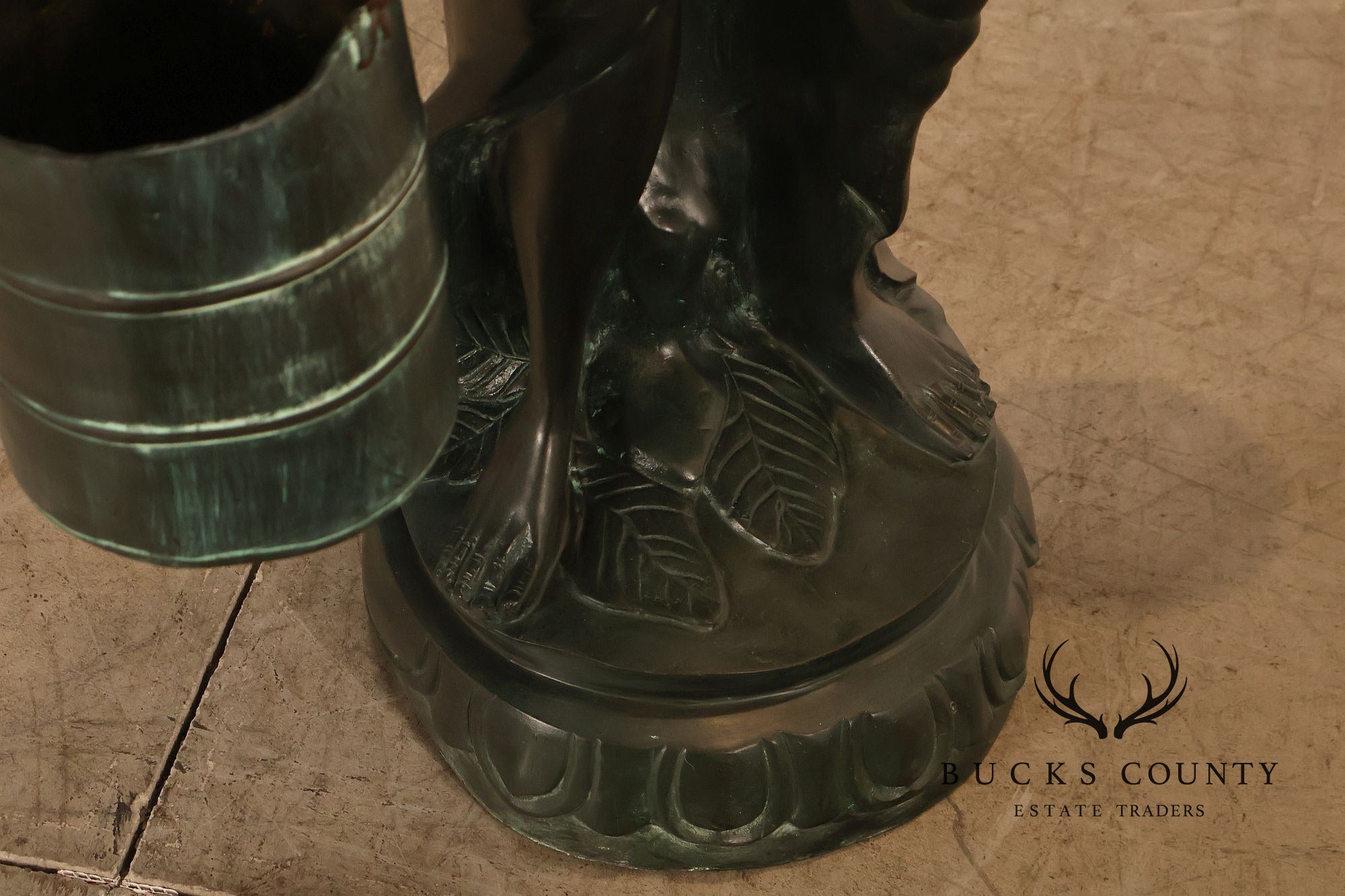 Asian Style Bronze Water Carrier Figural Sculpture