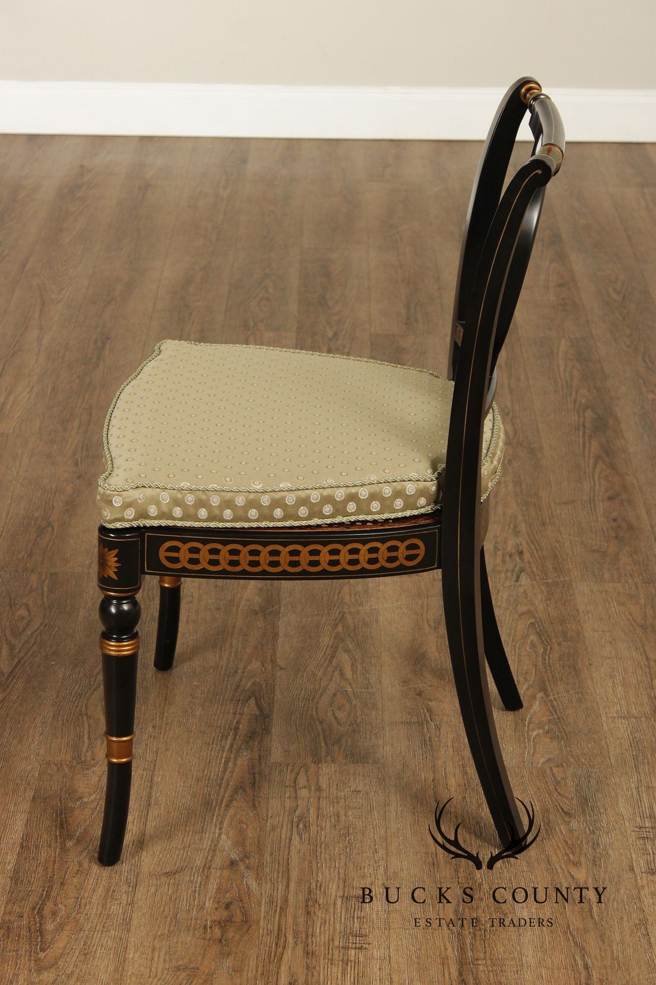Theodore Alexander Regency Style Set Of Eight Painted And Gilt Dining Chairs