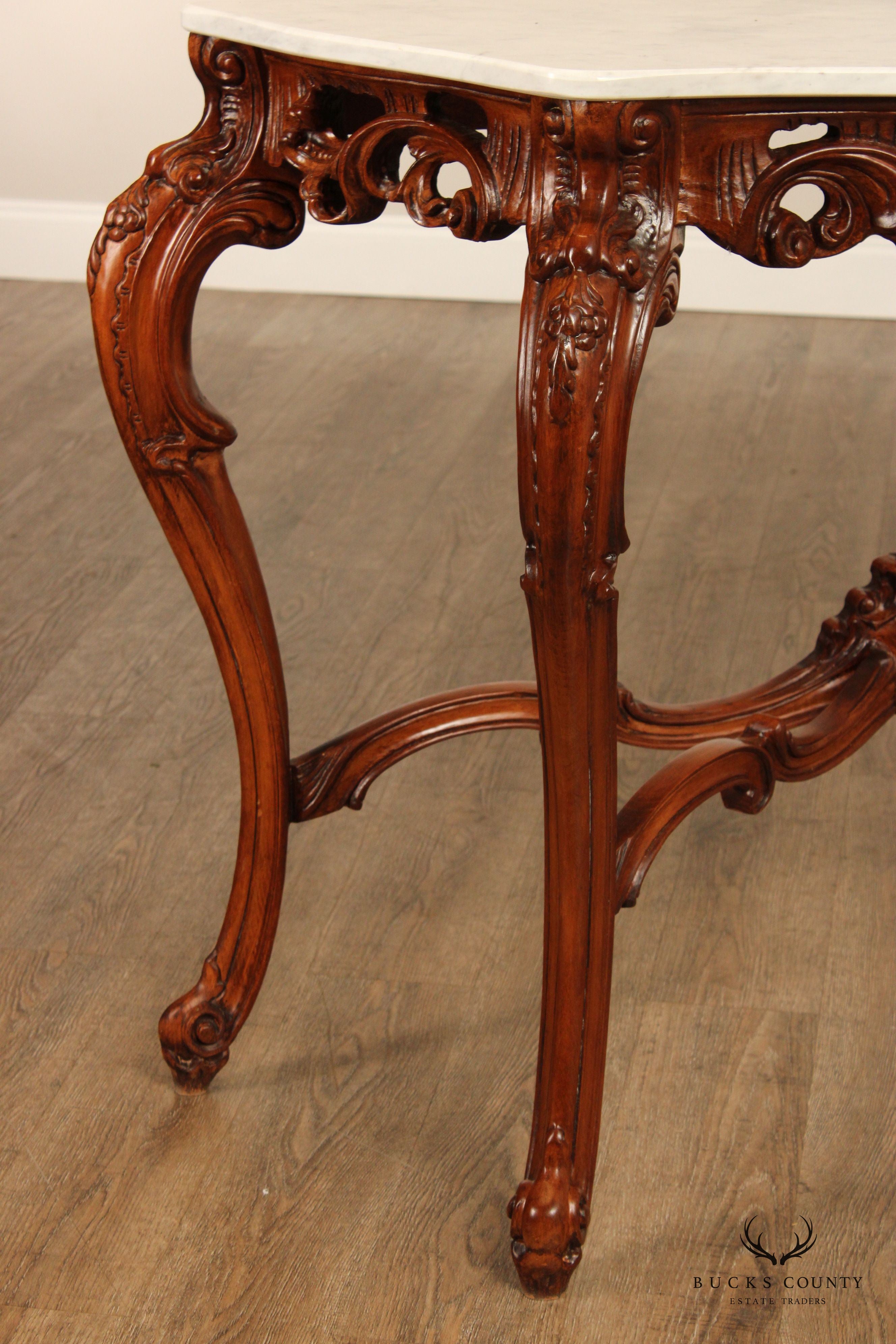 Italian Rococo Style Marble Top Console Table