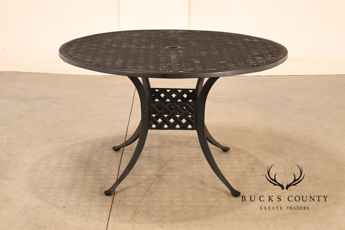 Hanamint 48" Round Cast Aluminum Outdoor Patio Dining Table With Lattice Top