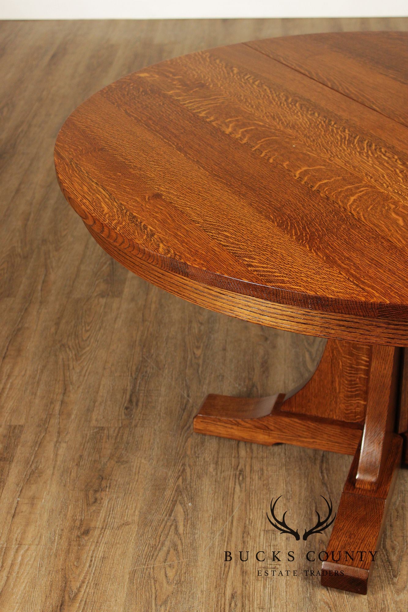 Stickley Mission Collection Round Oak Expandable Dining Table