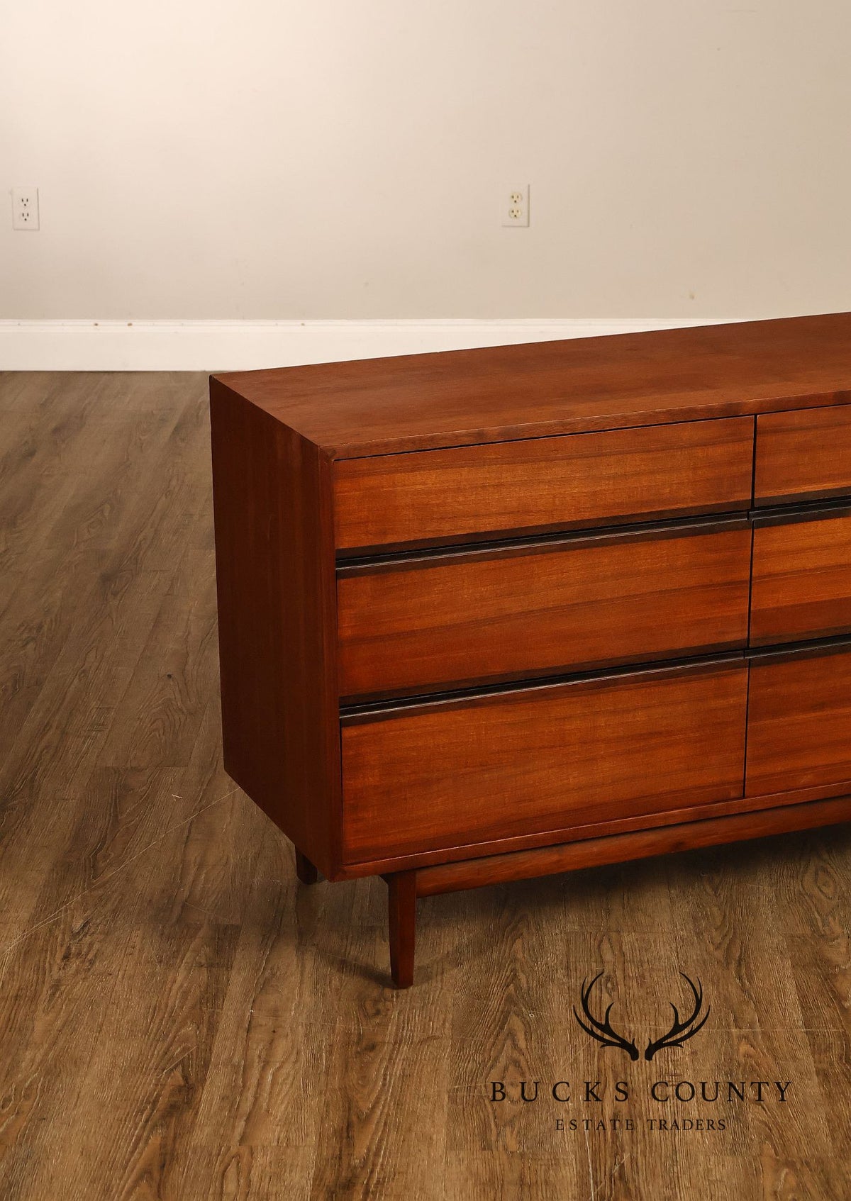 Calvin Mid Century Modern Cane Door Teak Dresser