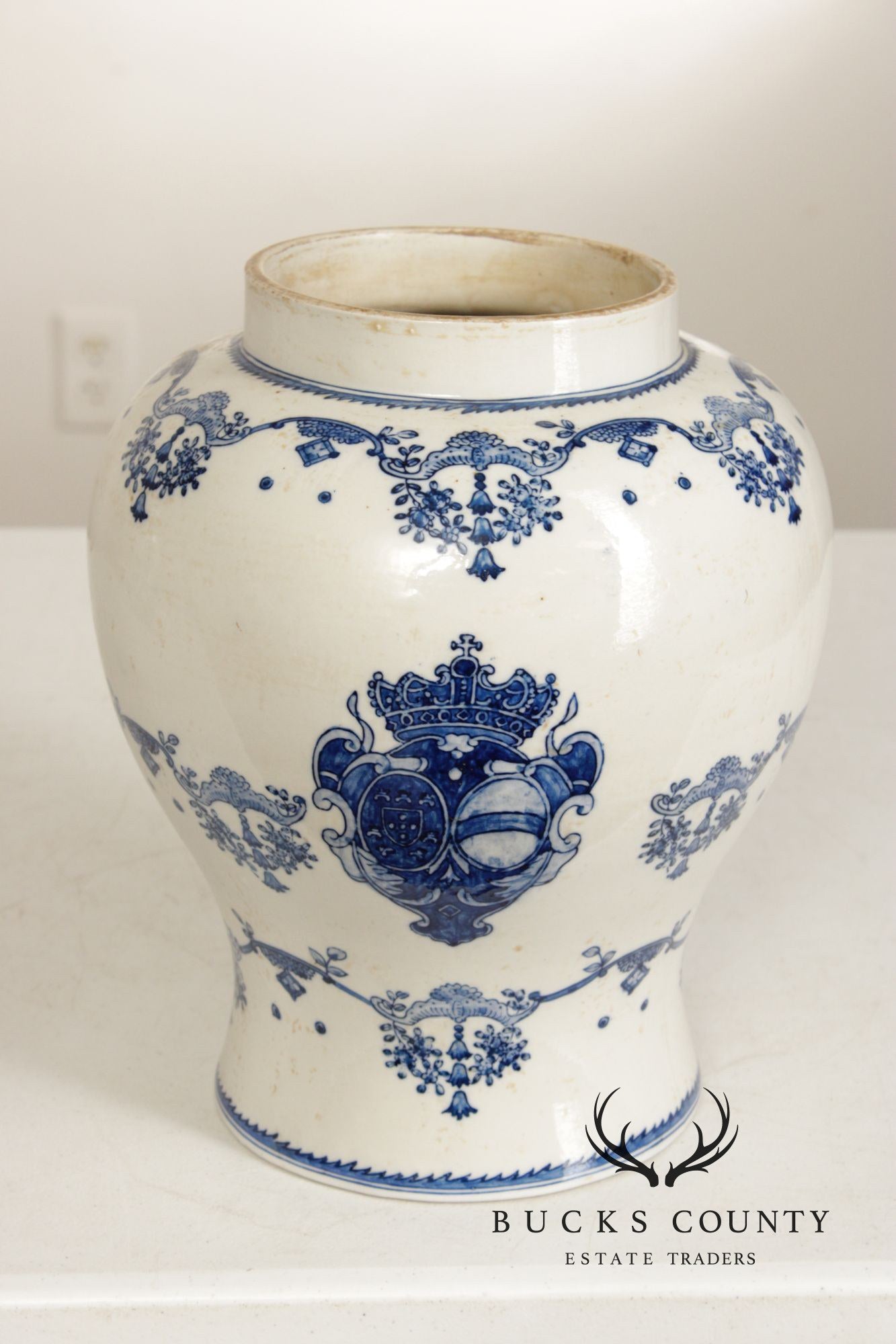 Vintage Pair of Blue and White Porcelain Ginger Jars