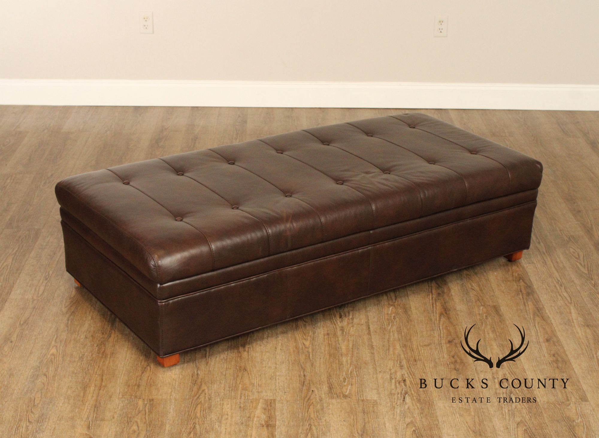 Stickley 'Chicago' Leather and Cherry Storage Ottoman