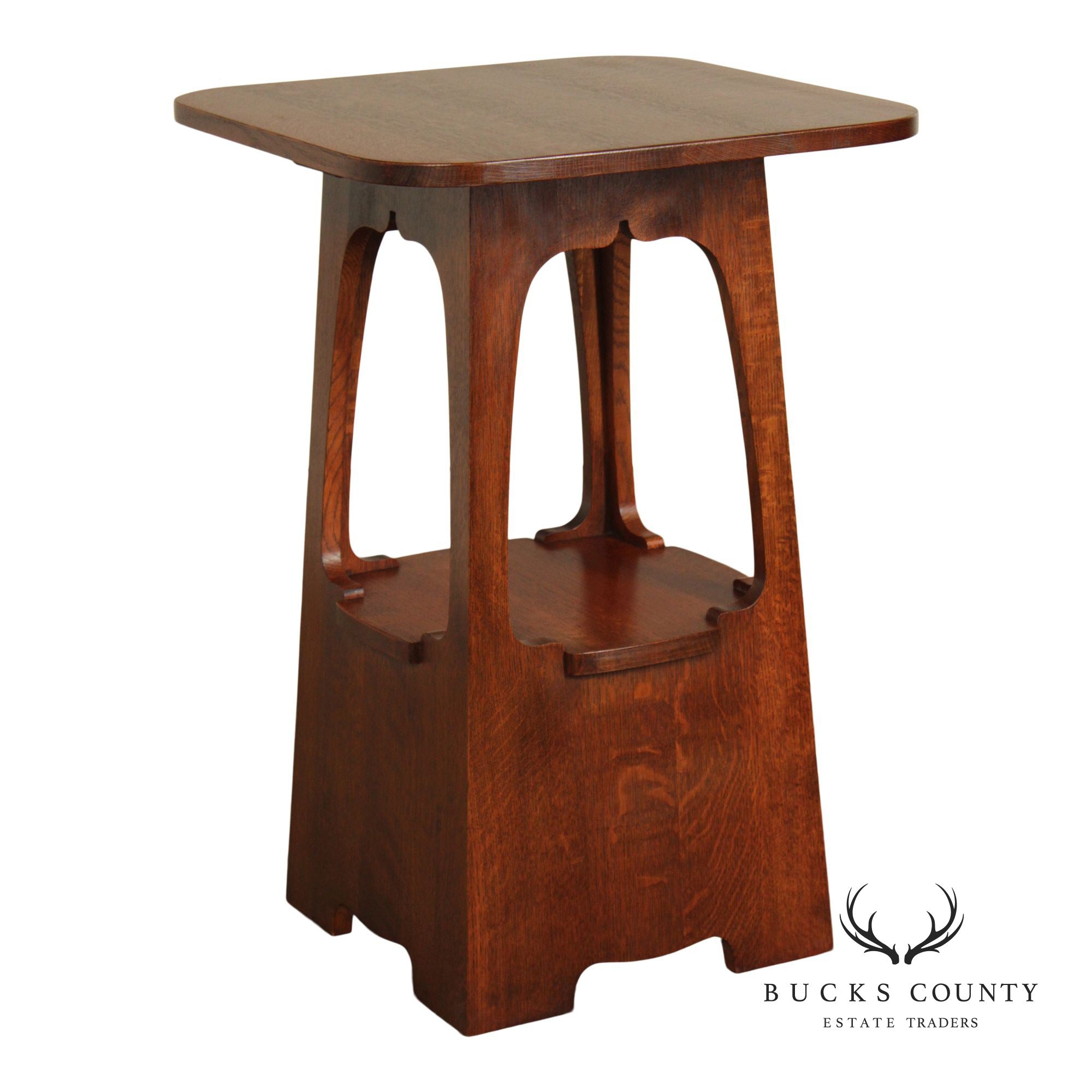 Stickley Mission Collection Arts & Crafts Pagoda Style Oak End Table