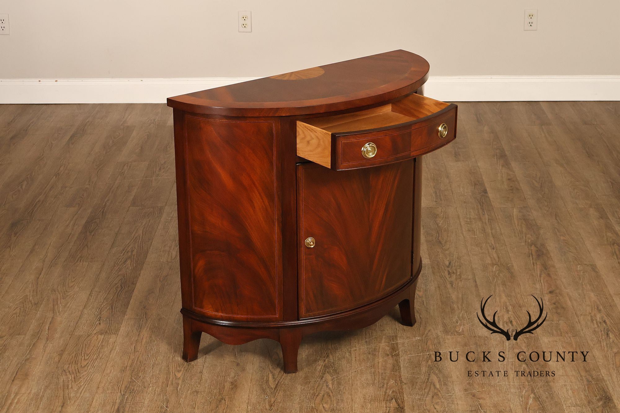 Henkel Harris Georgian Style Mahogany Demilune Console