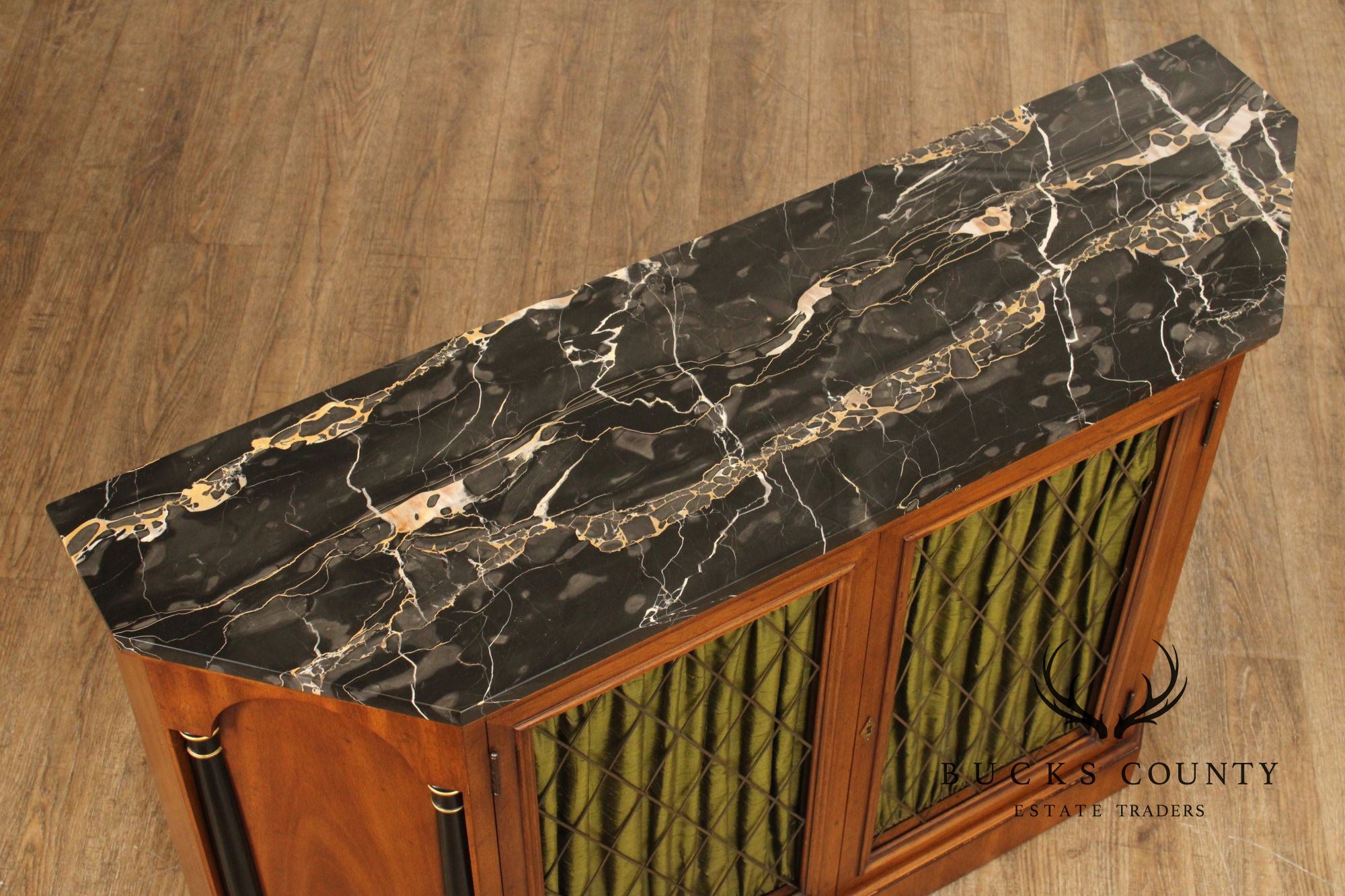 Heritage Vintage Mahogany Empire Style Marble Top Console