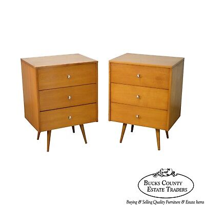 Paul McCobb Planner Group Pair of 3 Drawer Chests Nightstands