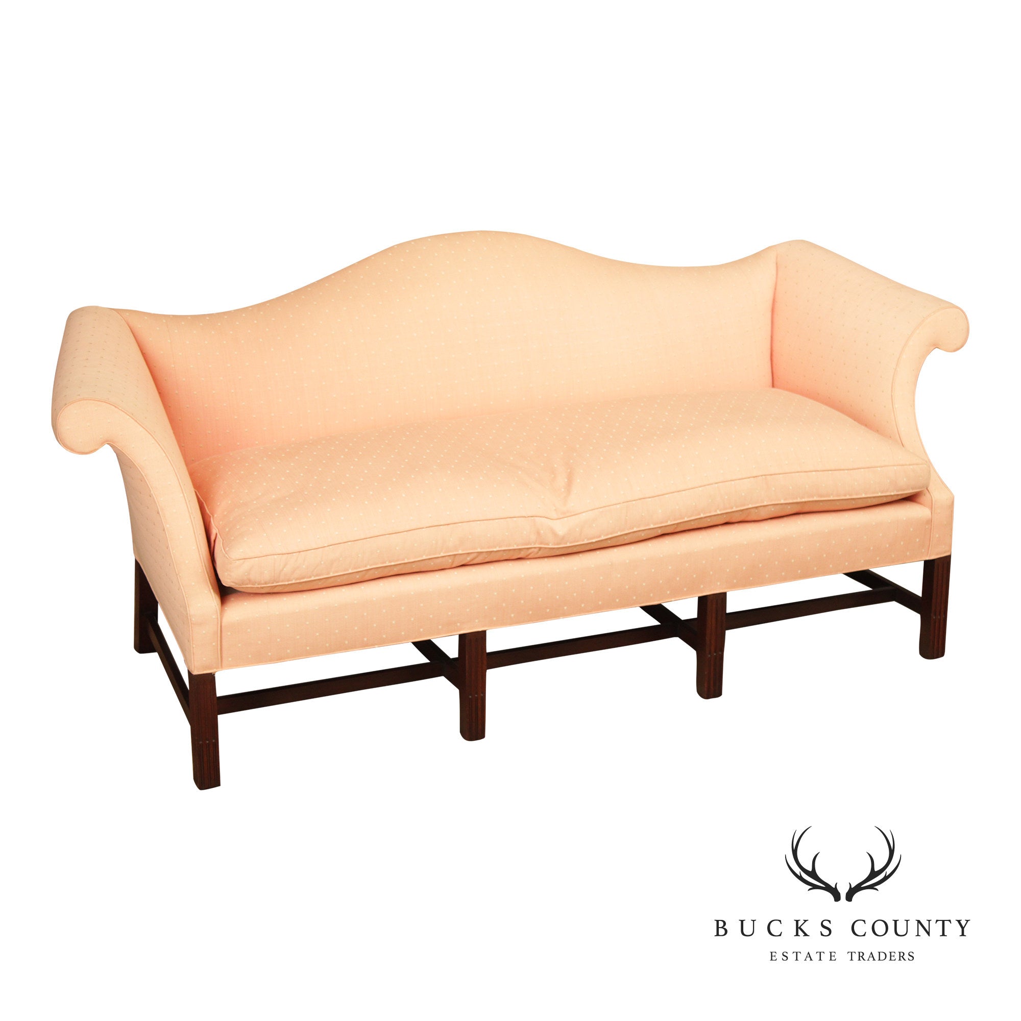 Chippendale Style Vintage Mahogany Camelback Sofa