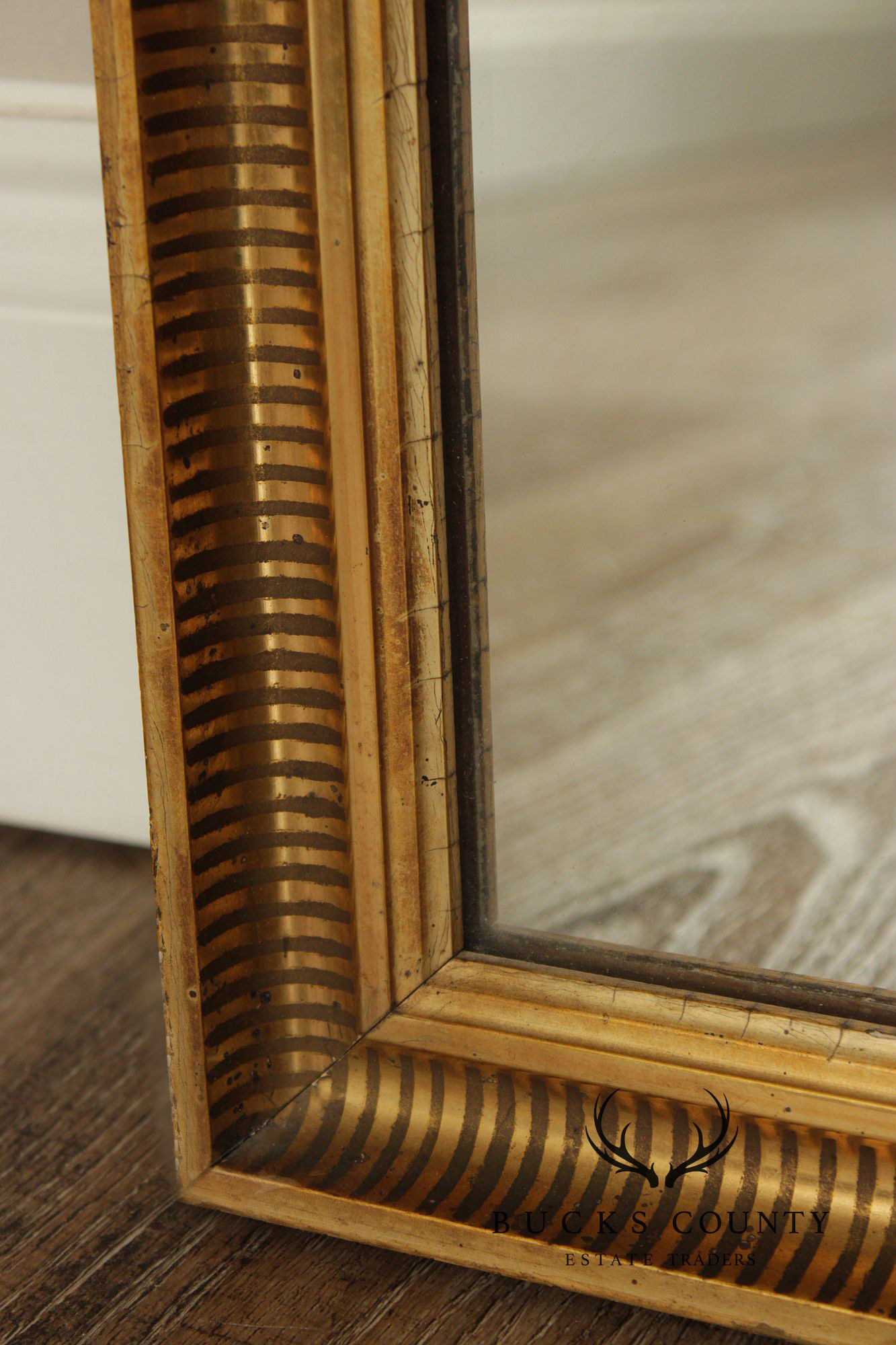 Vintage Giltwood Rectangular Wall Or Over Mantle Mirror