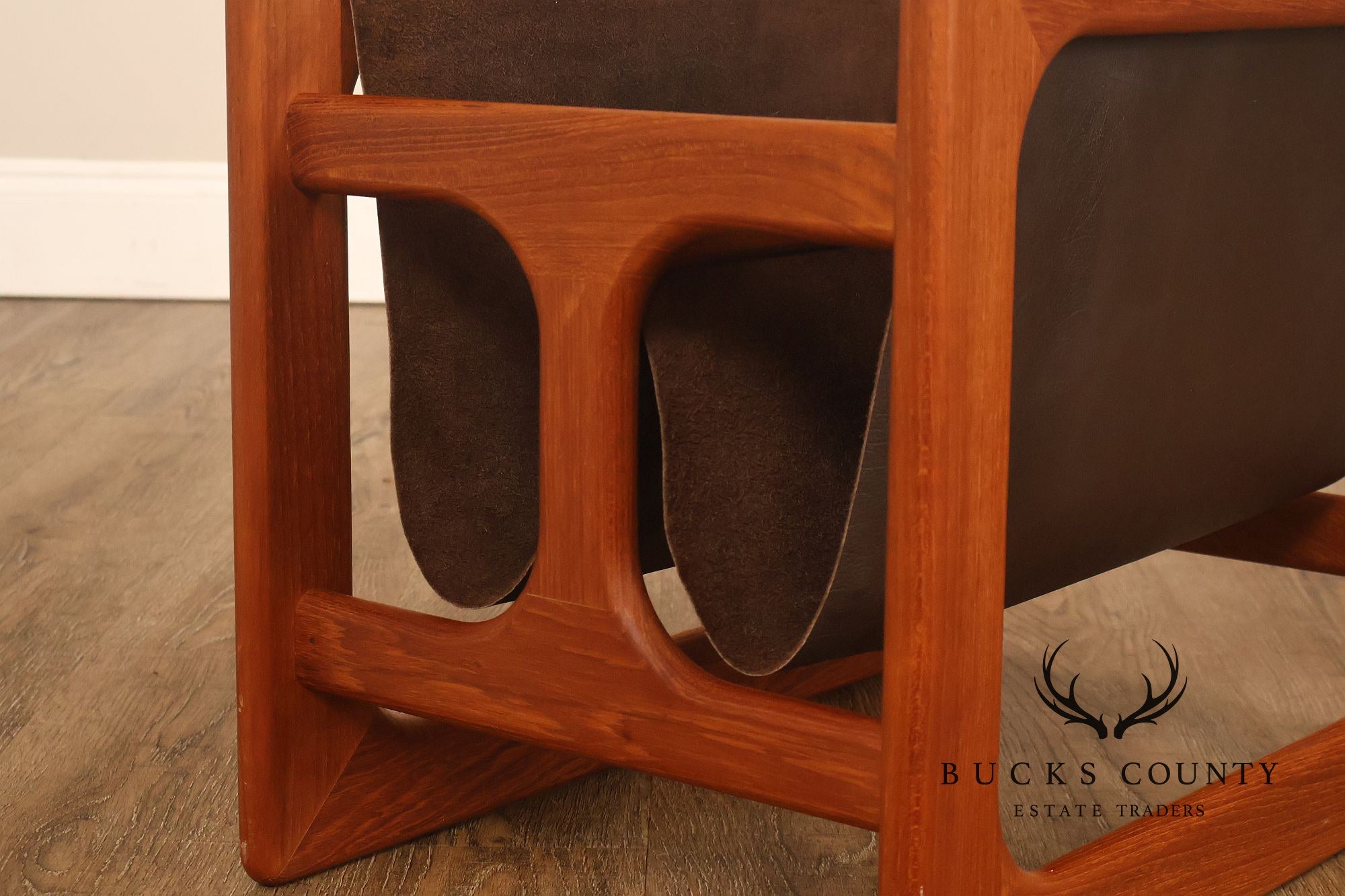 Salin Møbler Danish Modern Teak and Leather Magazine Rack